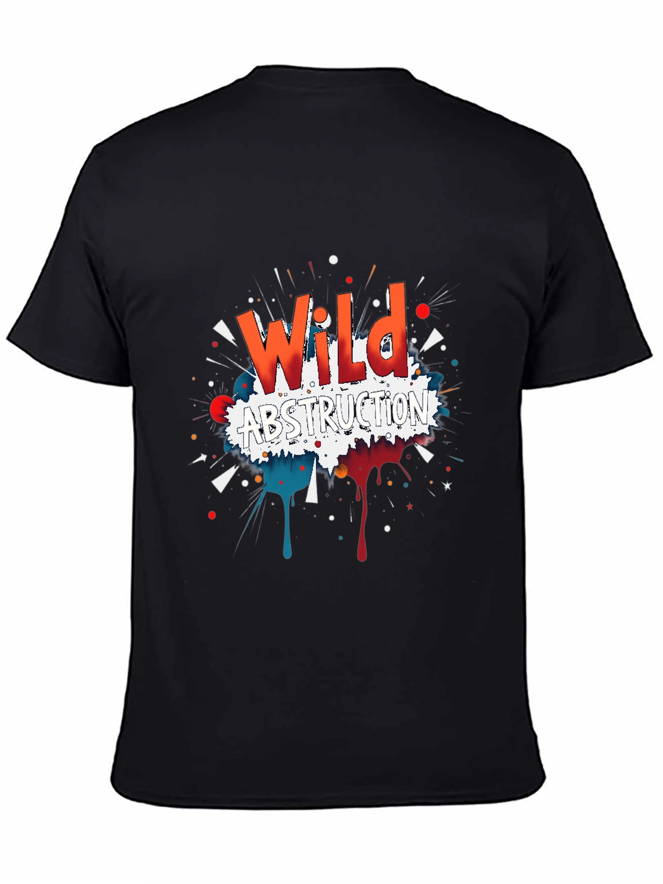 Black Wild Abstraction Graphic Print Black T-Shirt view 4