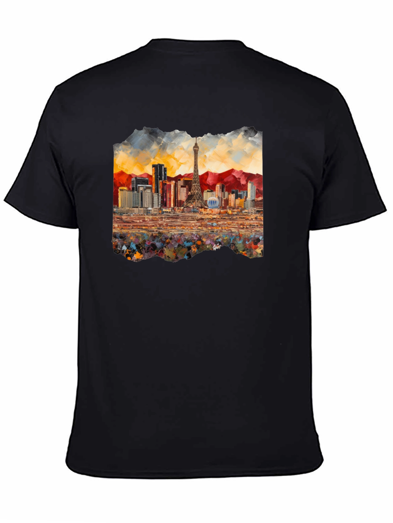 Black Las Vegas Skyline Black T-Shirt view 4