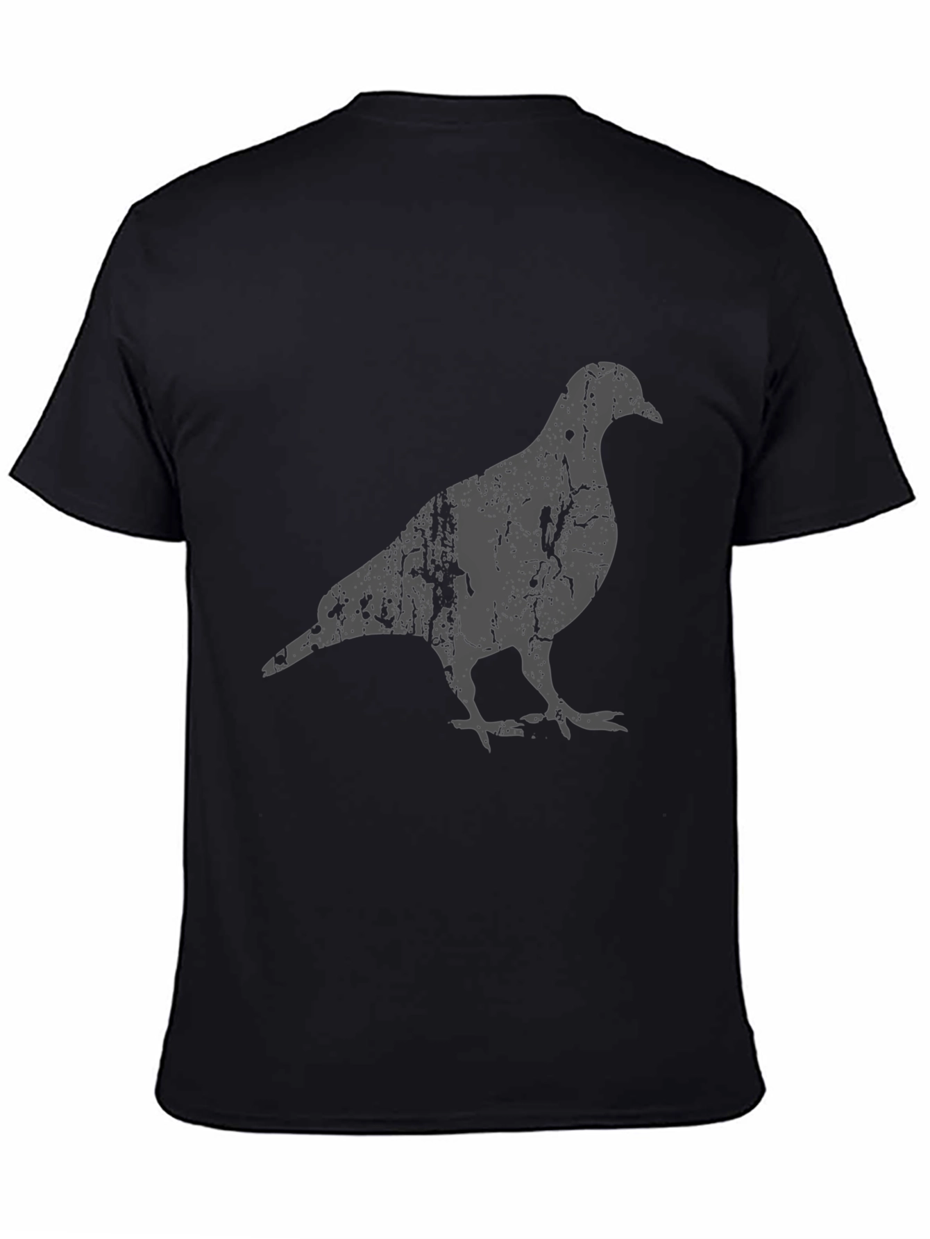 Black Distressed Pigeon Graphic Tee - Men's Black T-Shirt view 4