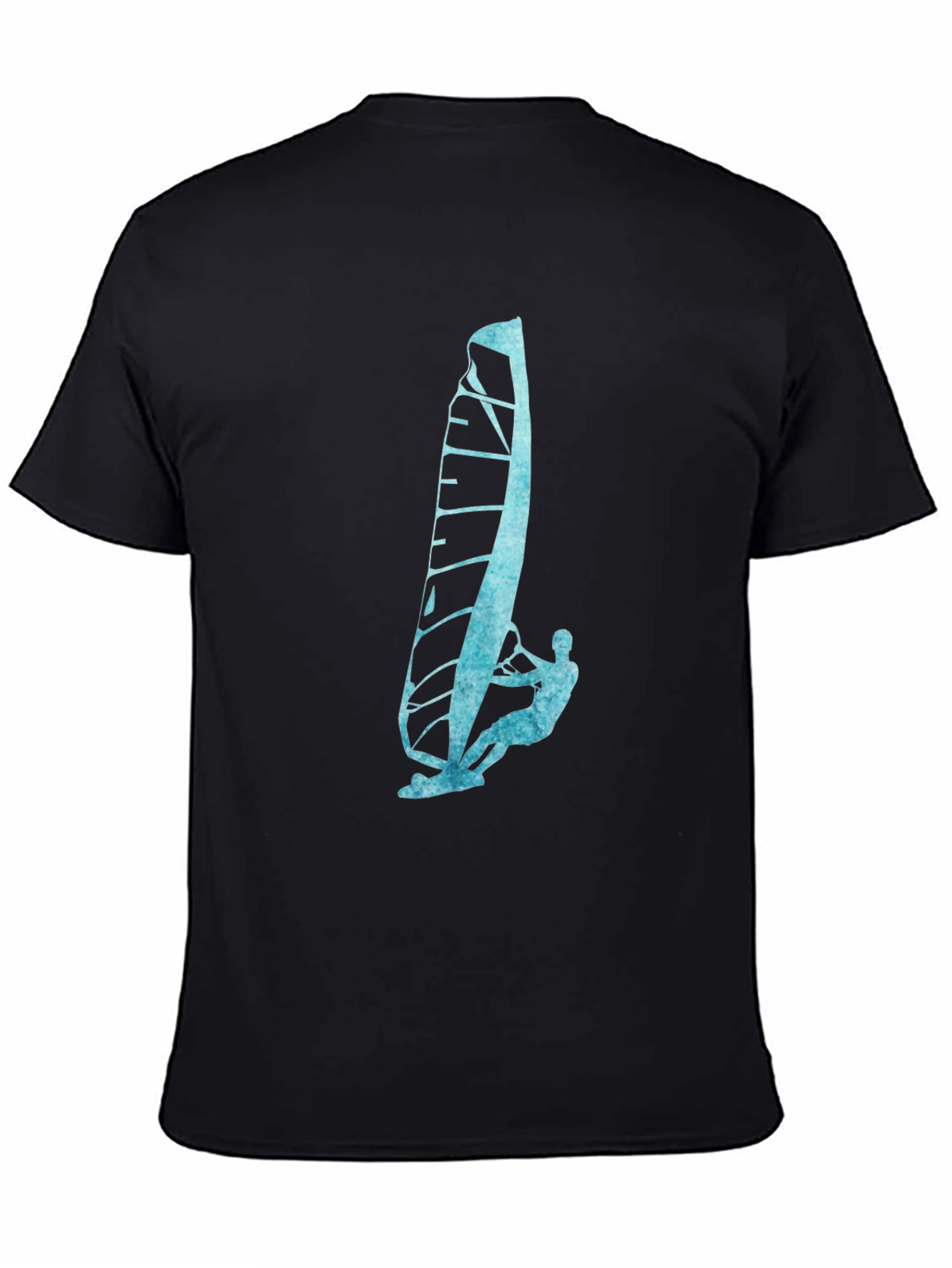 Black Windsurfer Graphic Tee - Black Cotton Blend T-Shirt view 4