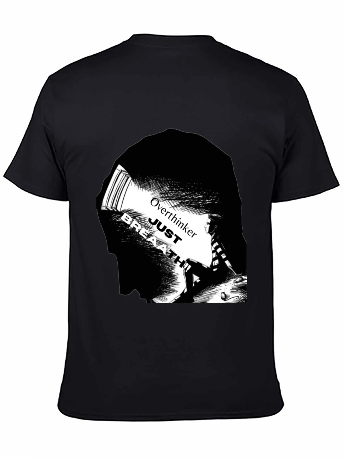 Black Overthinker Just Breath T-Shirt - Black view 4