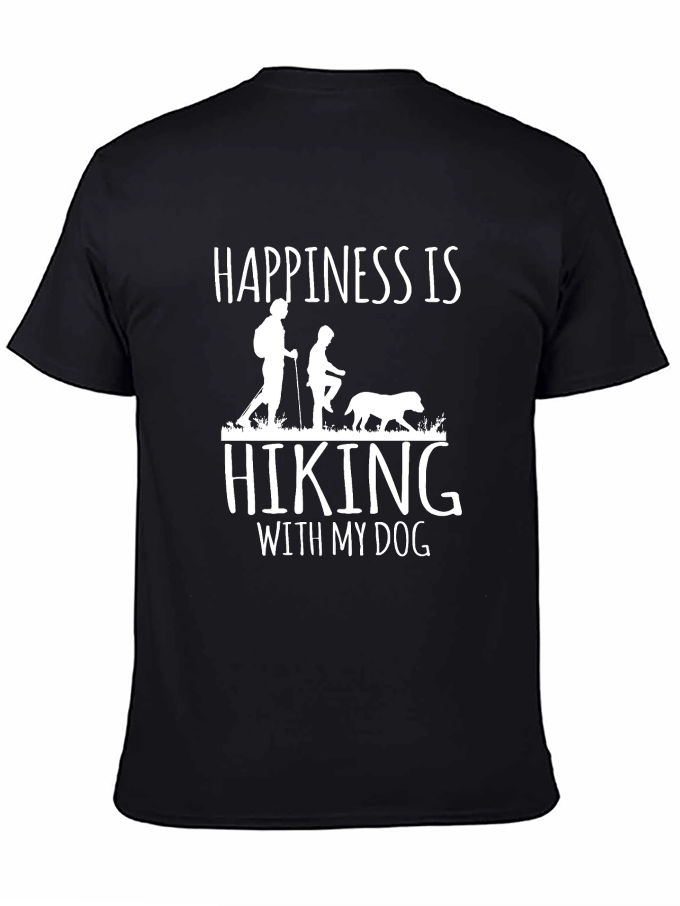 Black Happiness Hiking Dog T-Shirt view 4