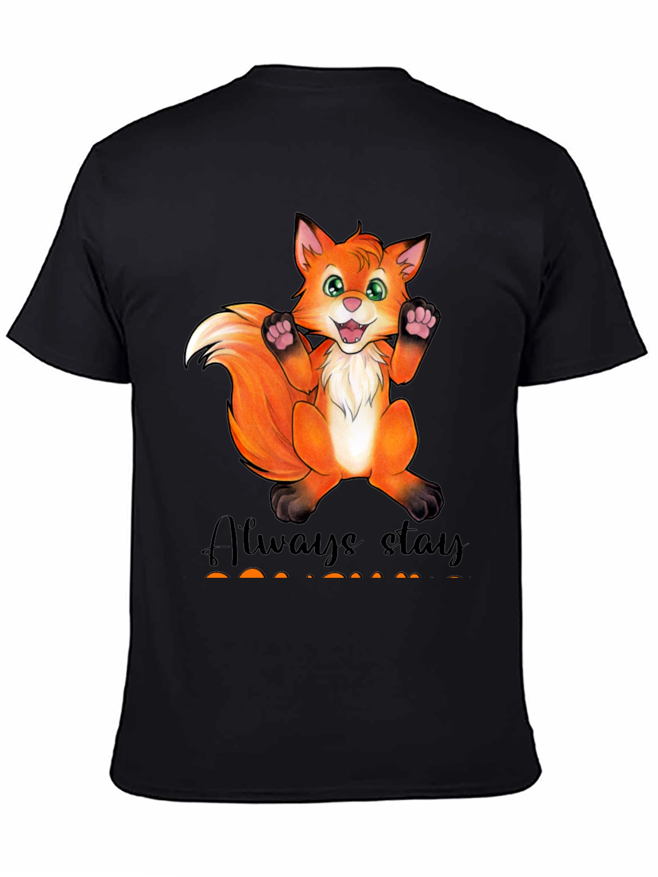 Black Cute Fox Graphic T-Shirt - Always Stay Humble view 4