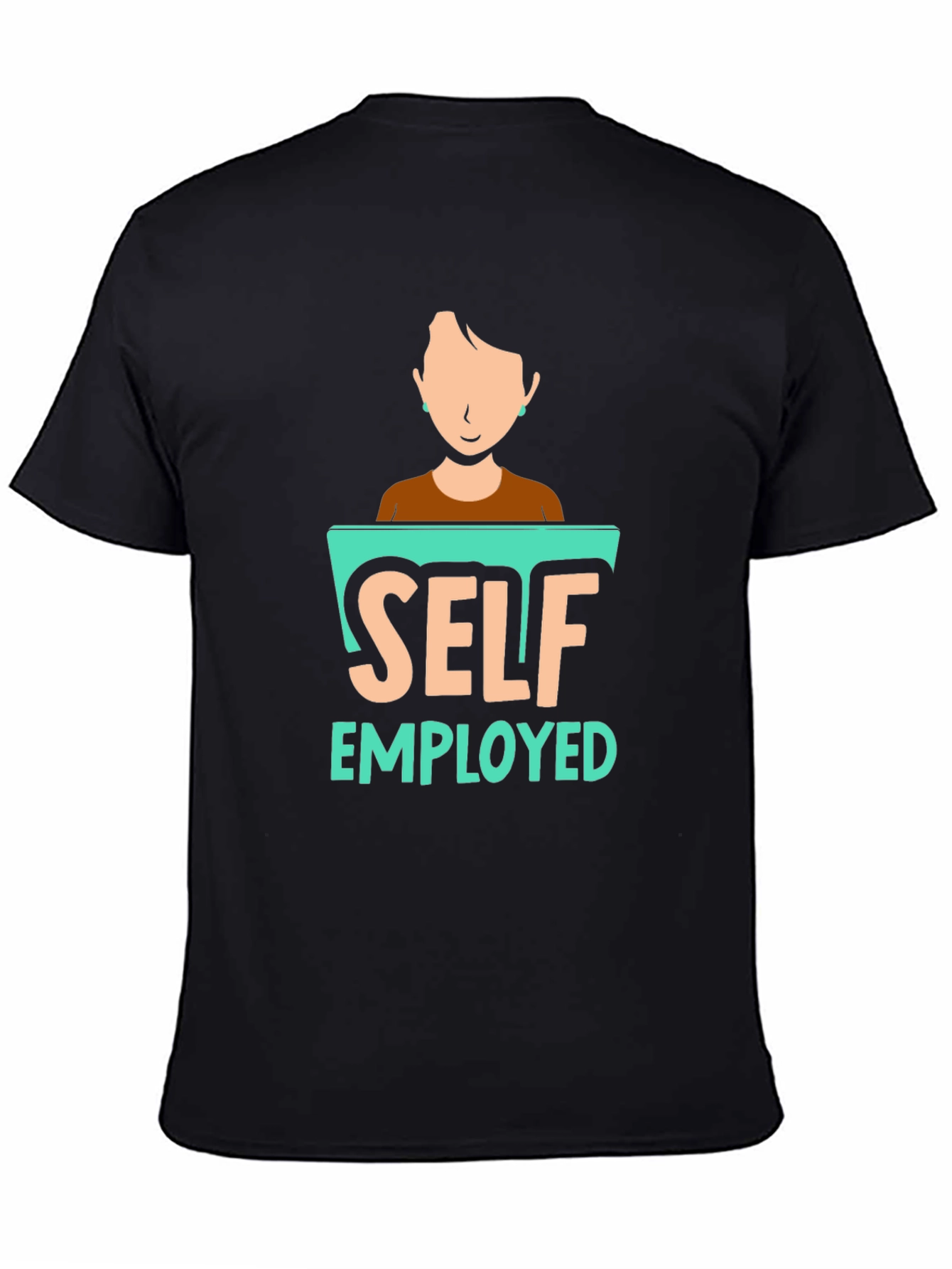 Black Self Employed Graphic T-Shirt, Black Cotton Blend view 4