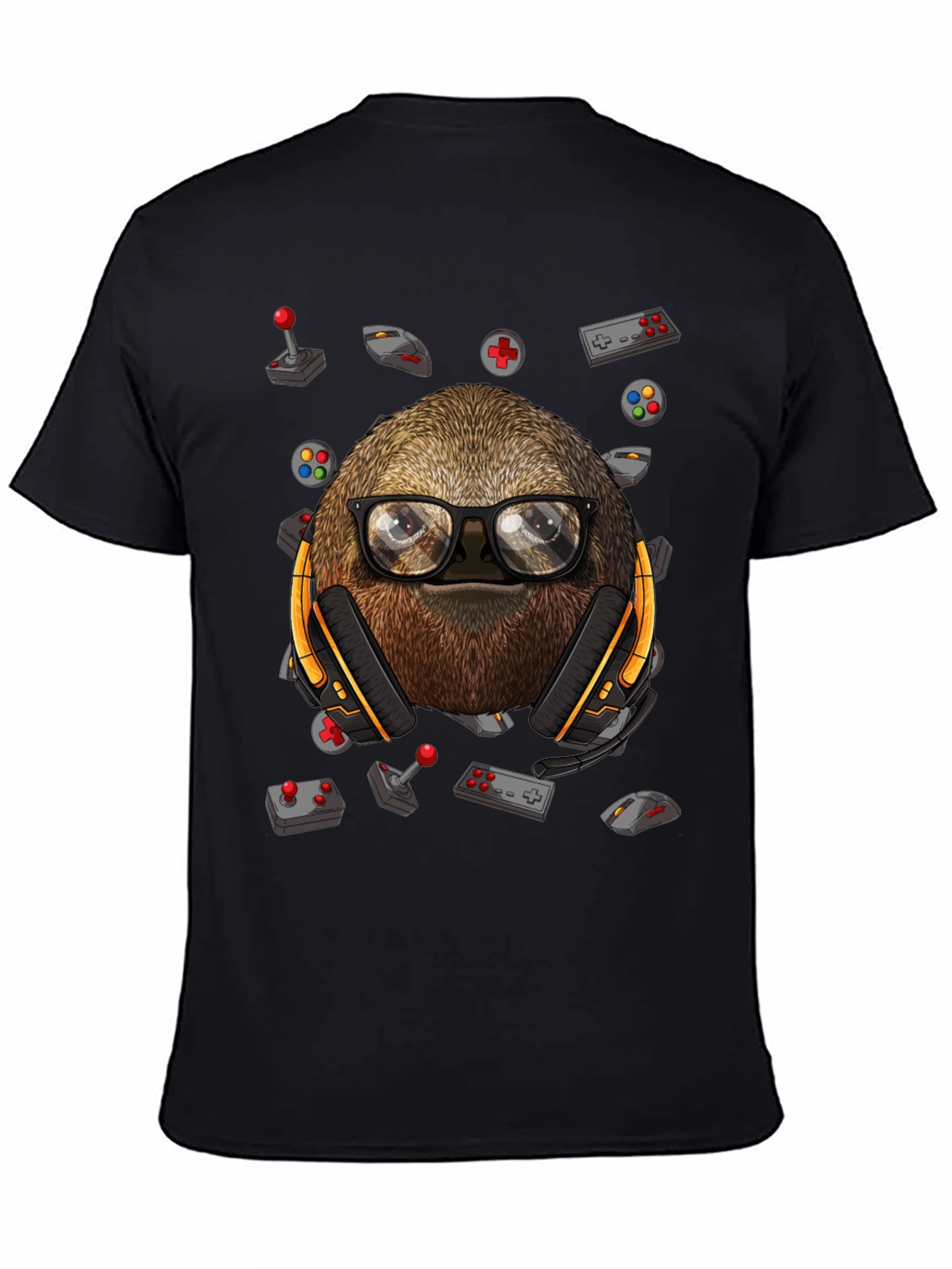 Black Gamer Sloth T-Shirt - Playful Graphic Tee view 4