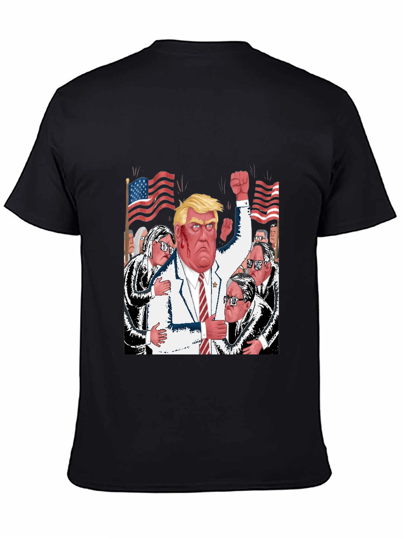 Black Trump Political Cartoon T-Shirt view 4