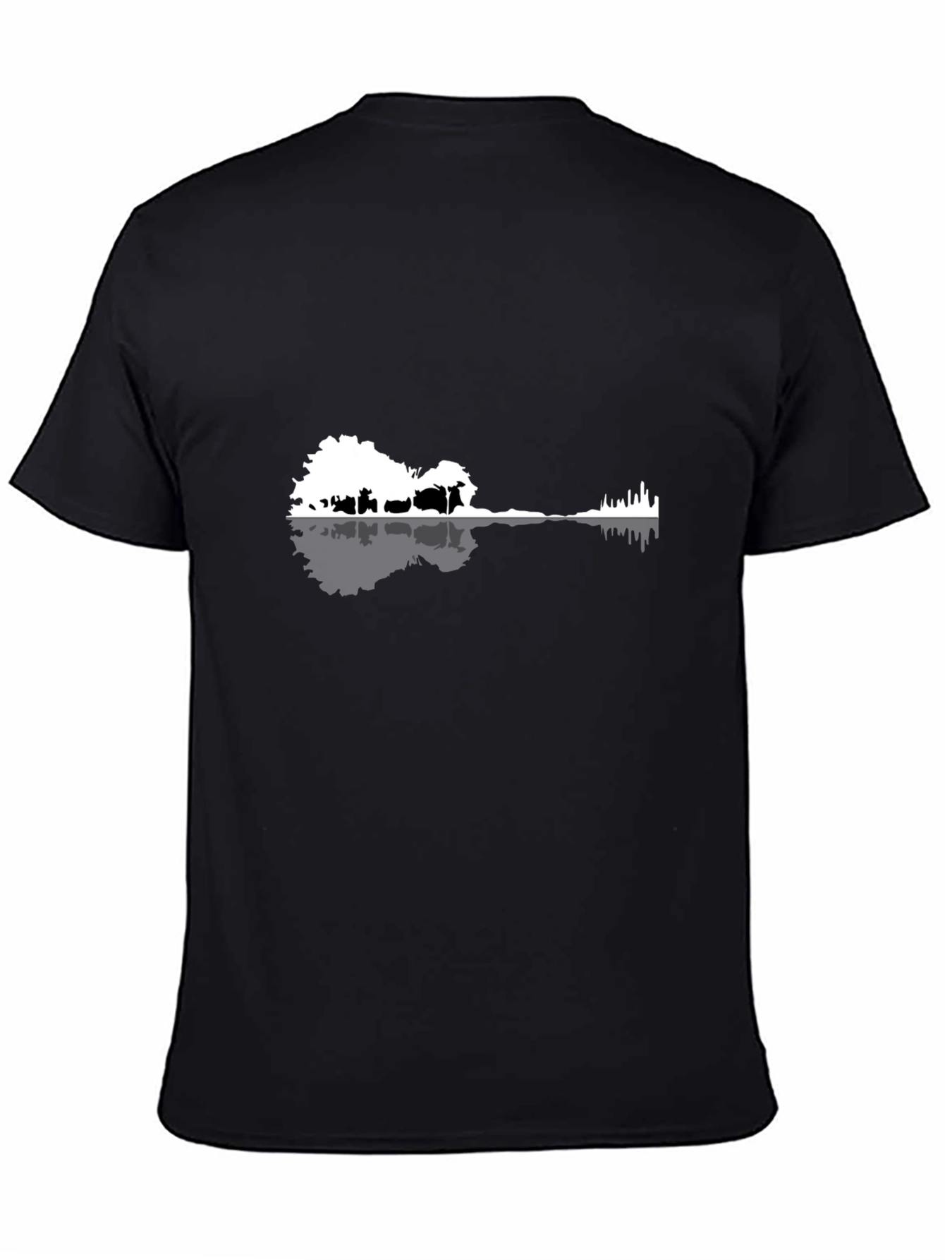 Black Guitar Landscape Graphic Tee - Stylish Black Shirt view 4