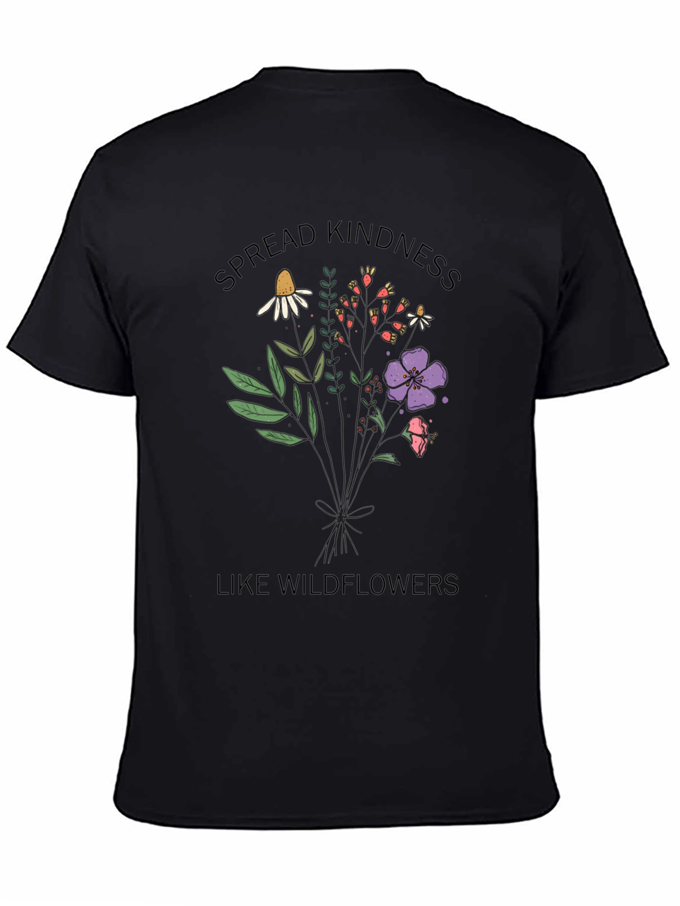 Black Spread Kindness Wildflower Graphic Tee view 4