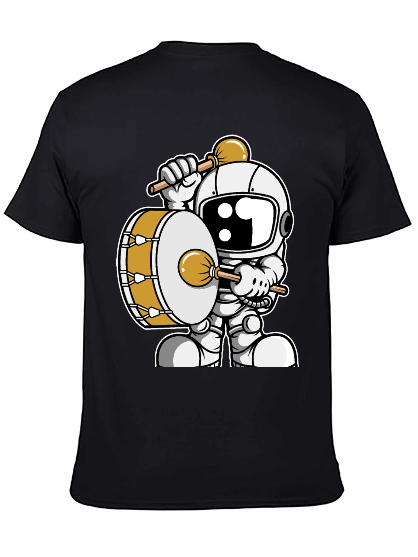 Black Astronaut Drummer T-Shirt - Space Musician Tee view 4