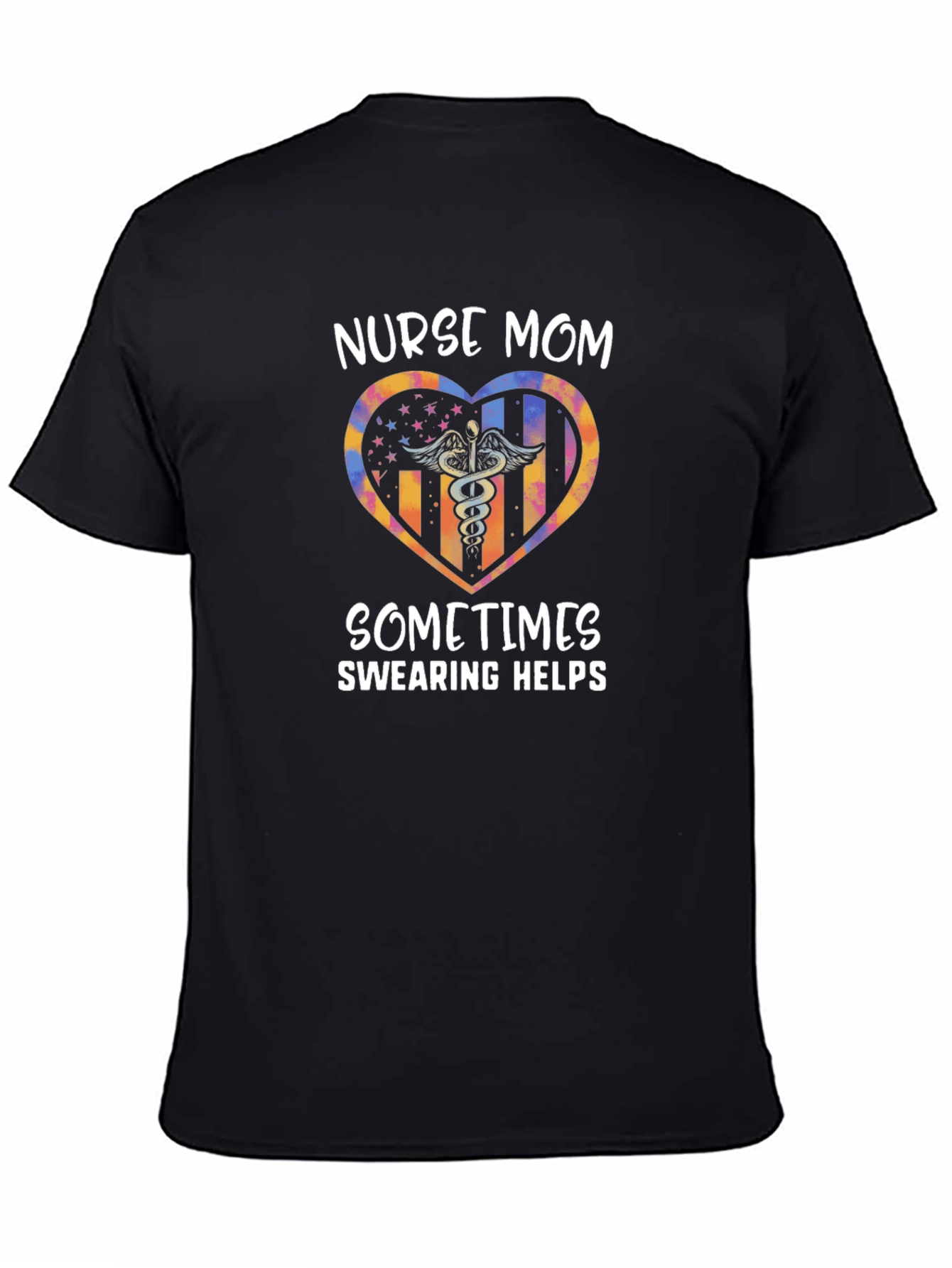 Black Nurse Mom Swearing Helps Graphic T-Shirt view 4