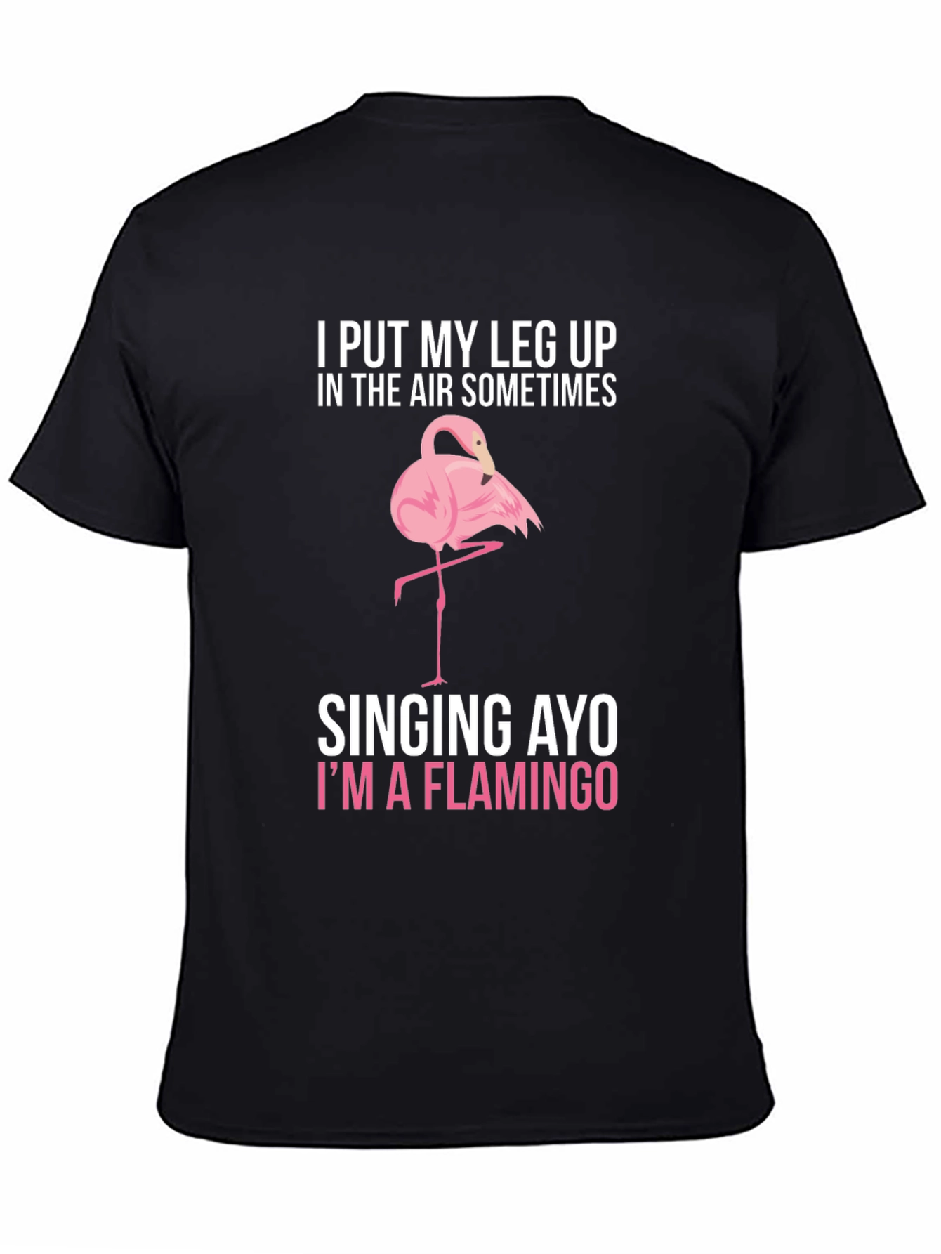 Black Funny Flamingo Graphic T-Shirt - Leg Up In The Air! view 4