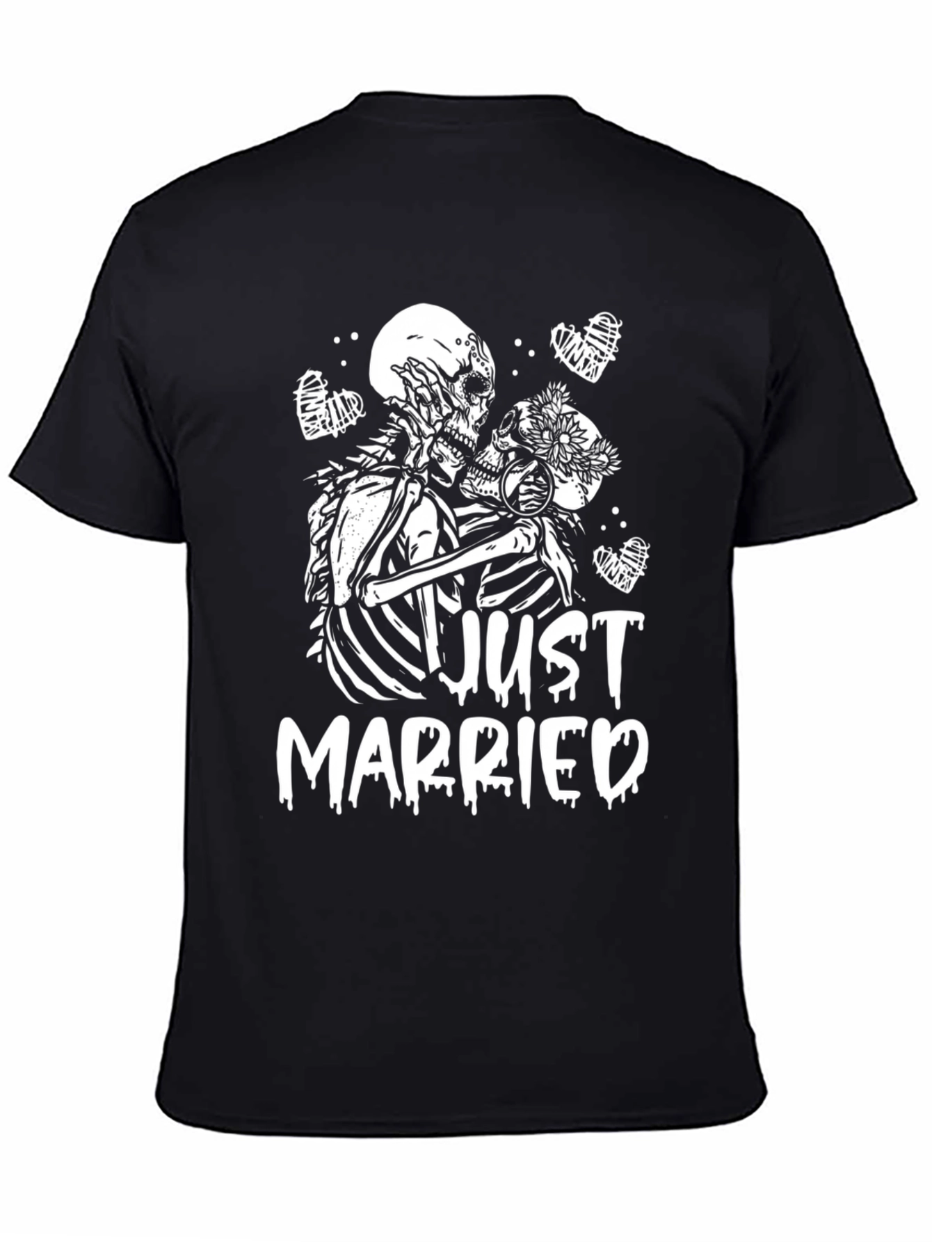 Black Just Married Skeleton Graphic Tee view 4