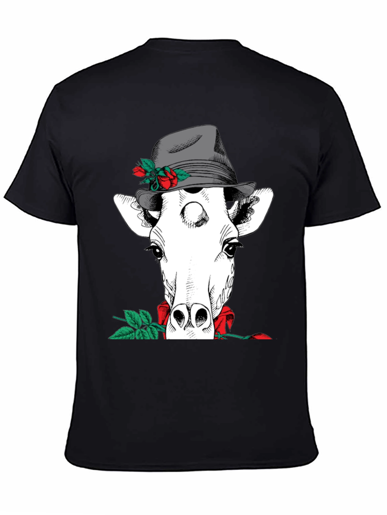 Black Giraffe in Hat Graphic Tee view 4