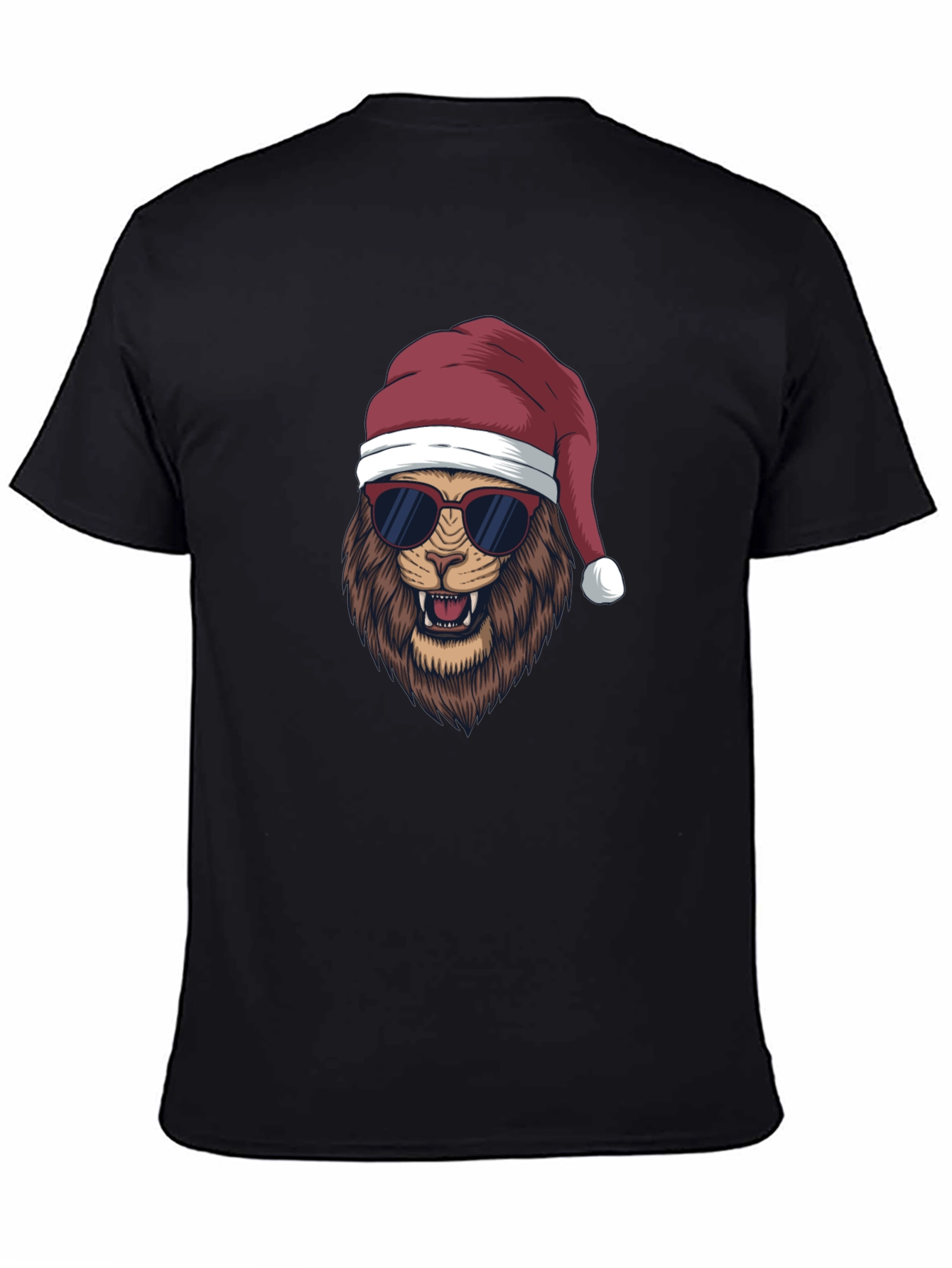 Black Cool Lion Christmas T-Shirt - Holiday Style view 4