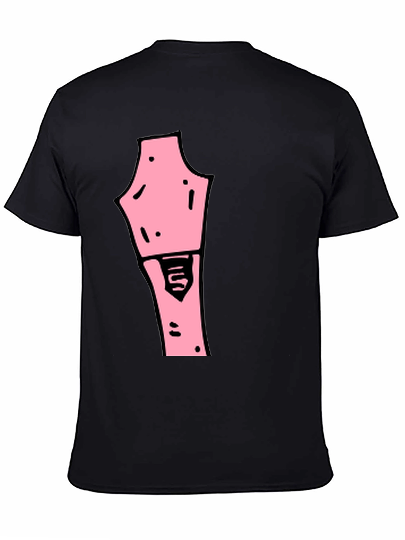 Black Unique Pink Graphic Print Black T-Shirt view 4