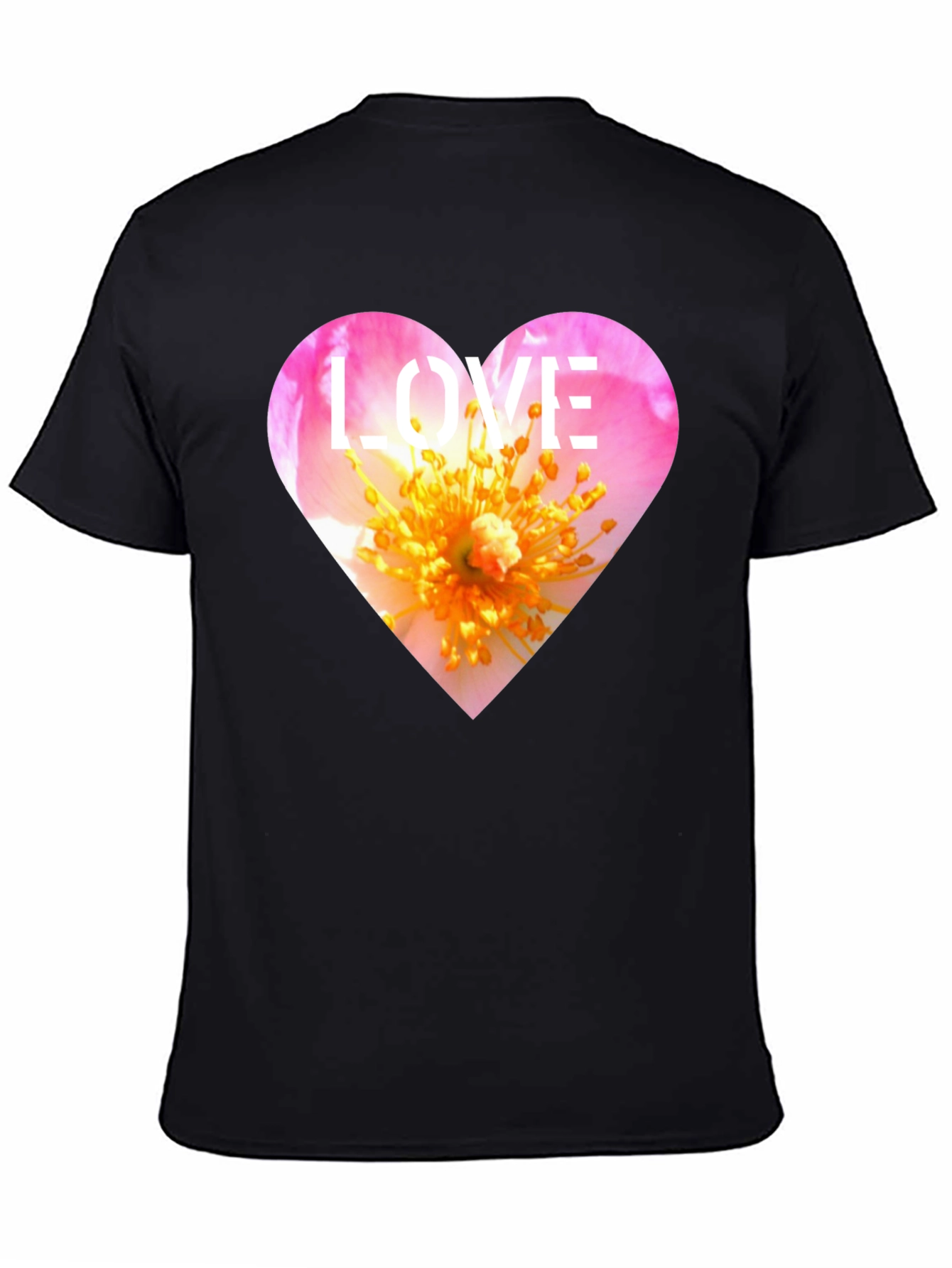 Black Love Heart Floral T-Shirt - Stylish Graphic Tee view 4