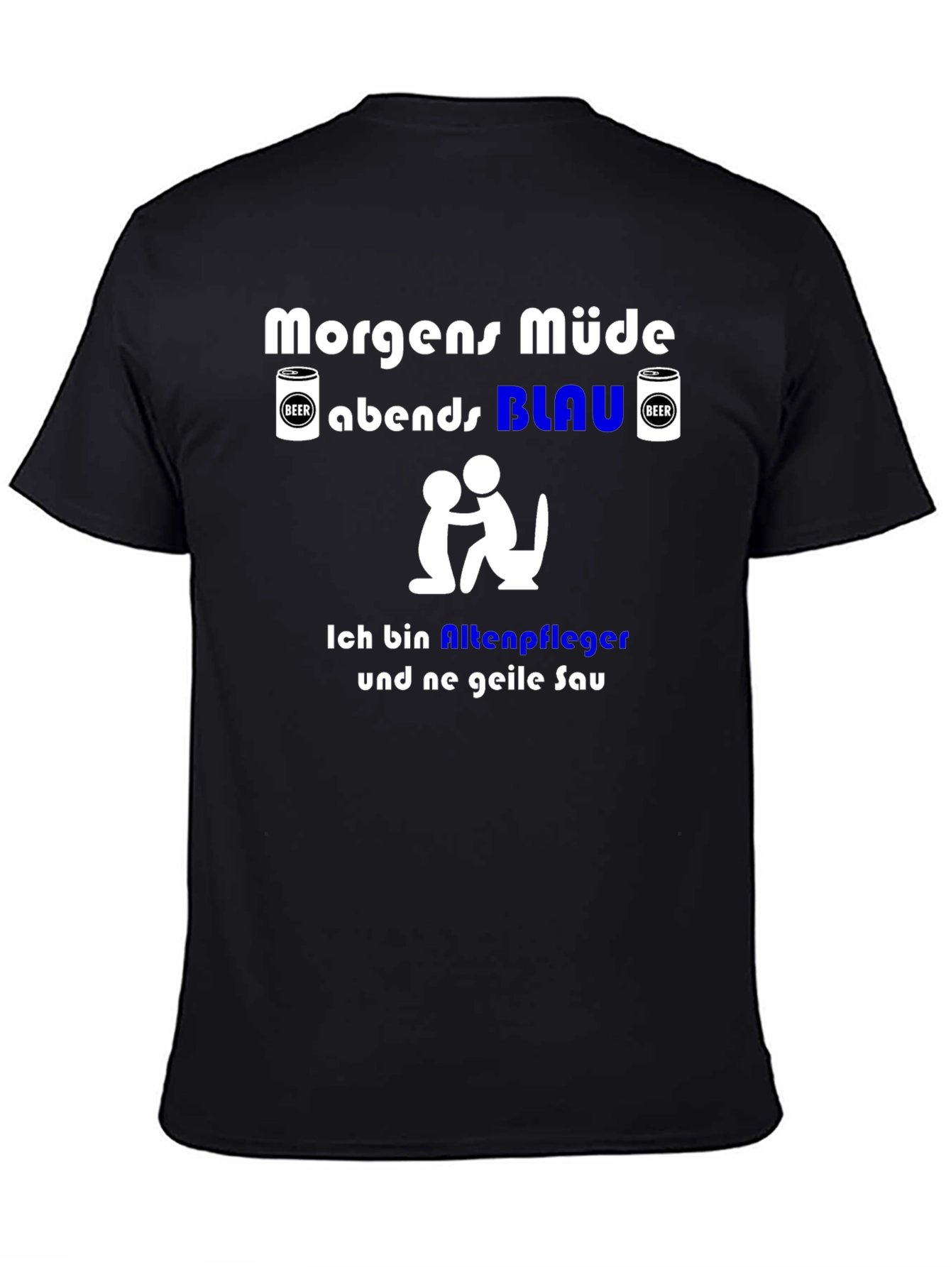 Black Funny German Slogan T-Shirt - Nursing Home Worker view 4