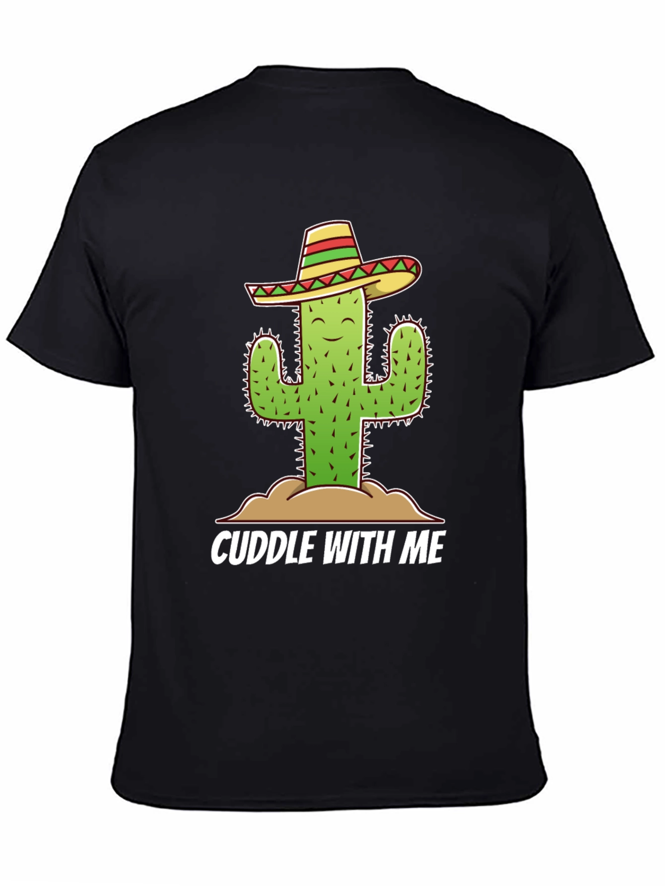 Black Cuddle Cactus T-Shirt - Funny Graphic Tee view 4