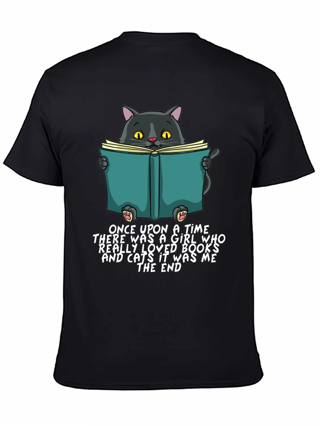Black Cat Reading Book T-Shirt - Once Upon a Time view 4