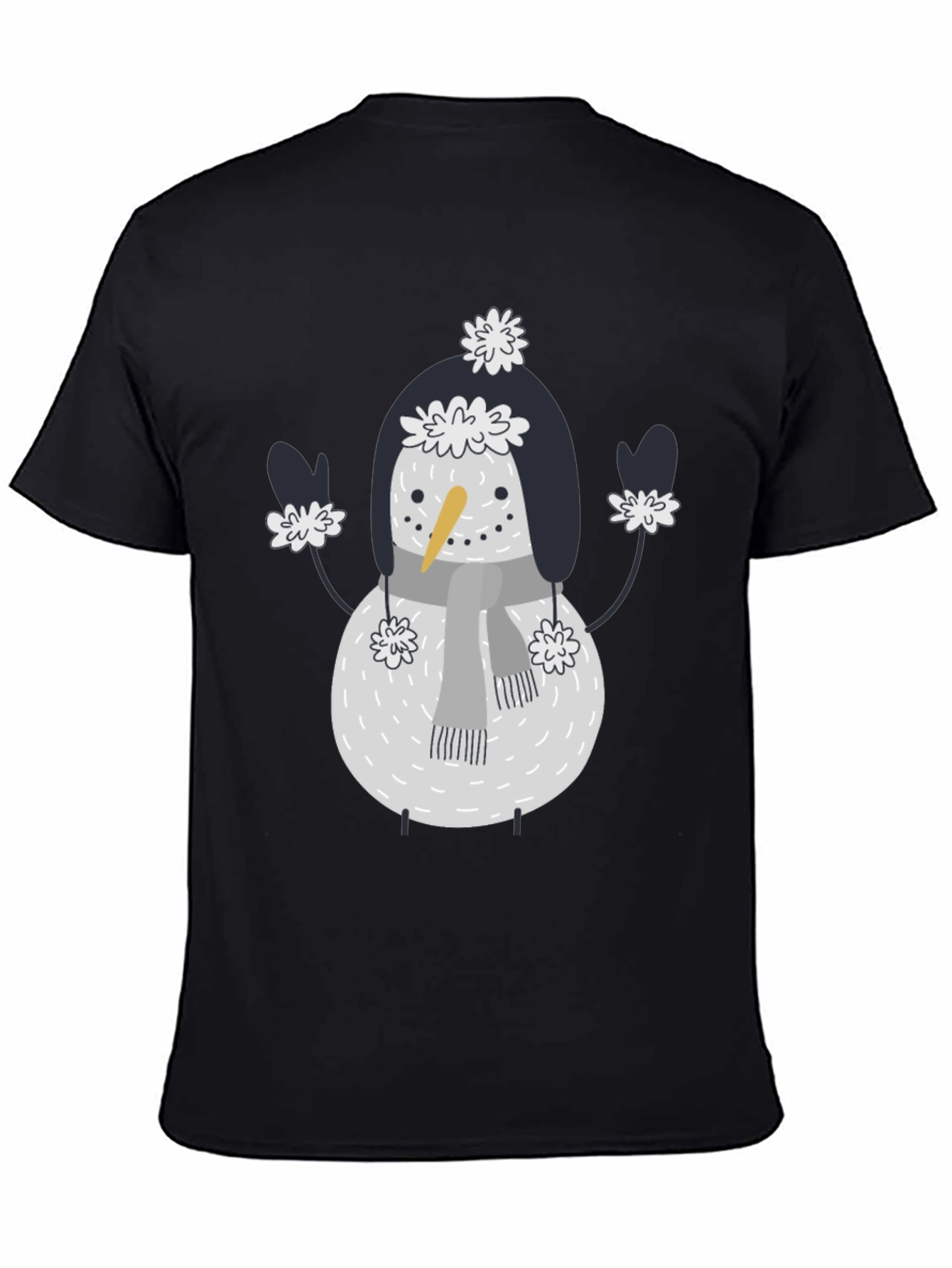 Black Snowman Graphic Tee - Festive Holiday Fun view 4