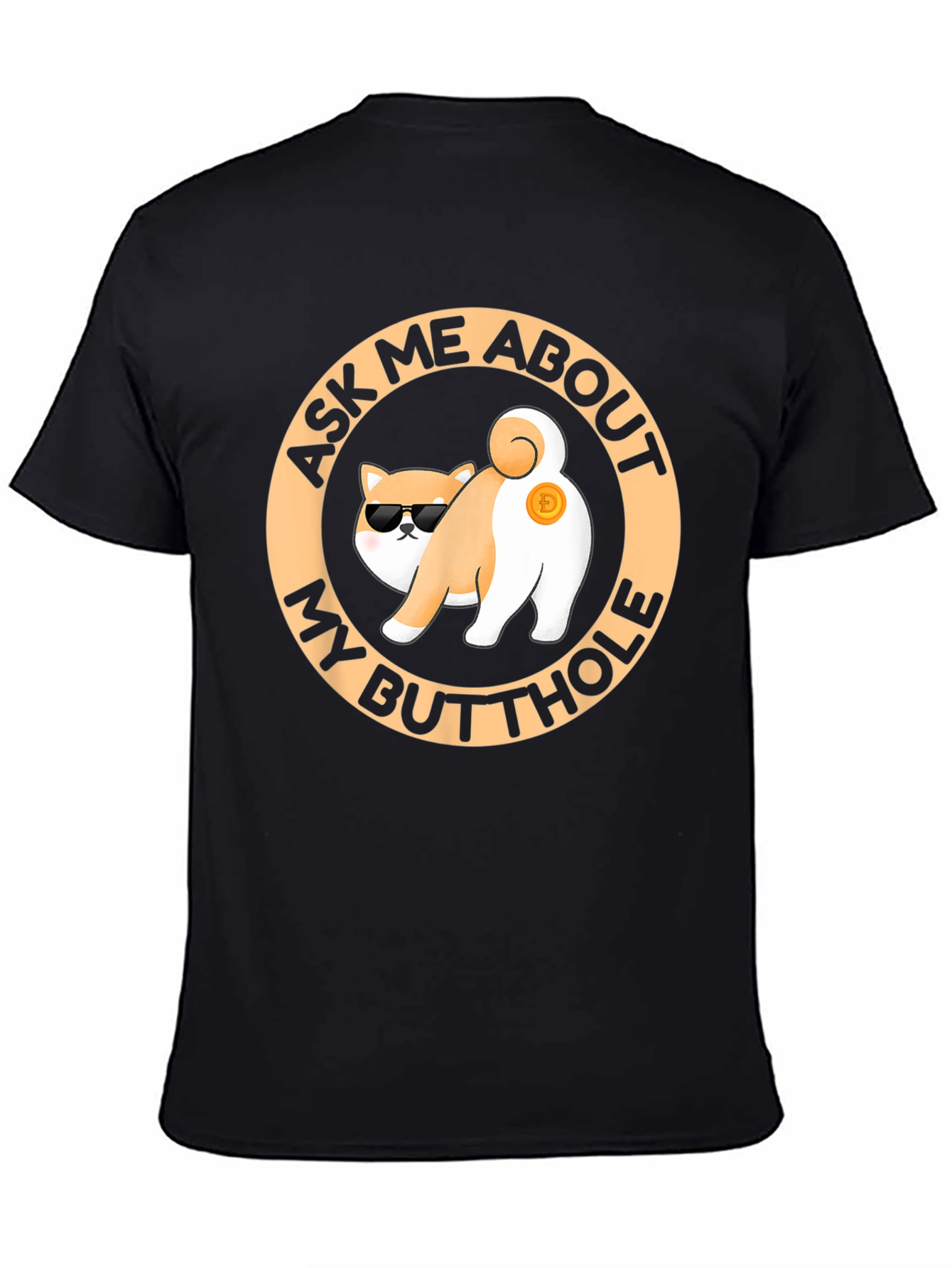 Black Funny Doge Crypto Butt T-Shirt view 4