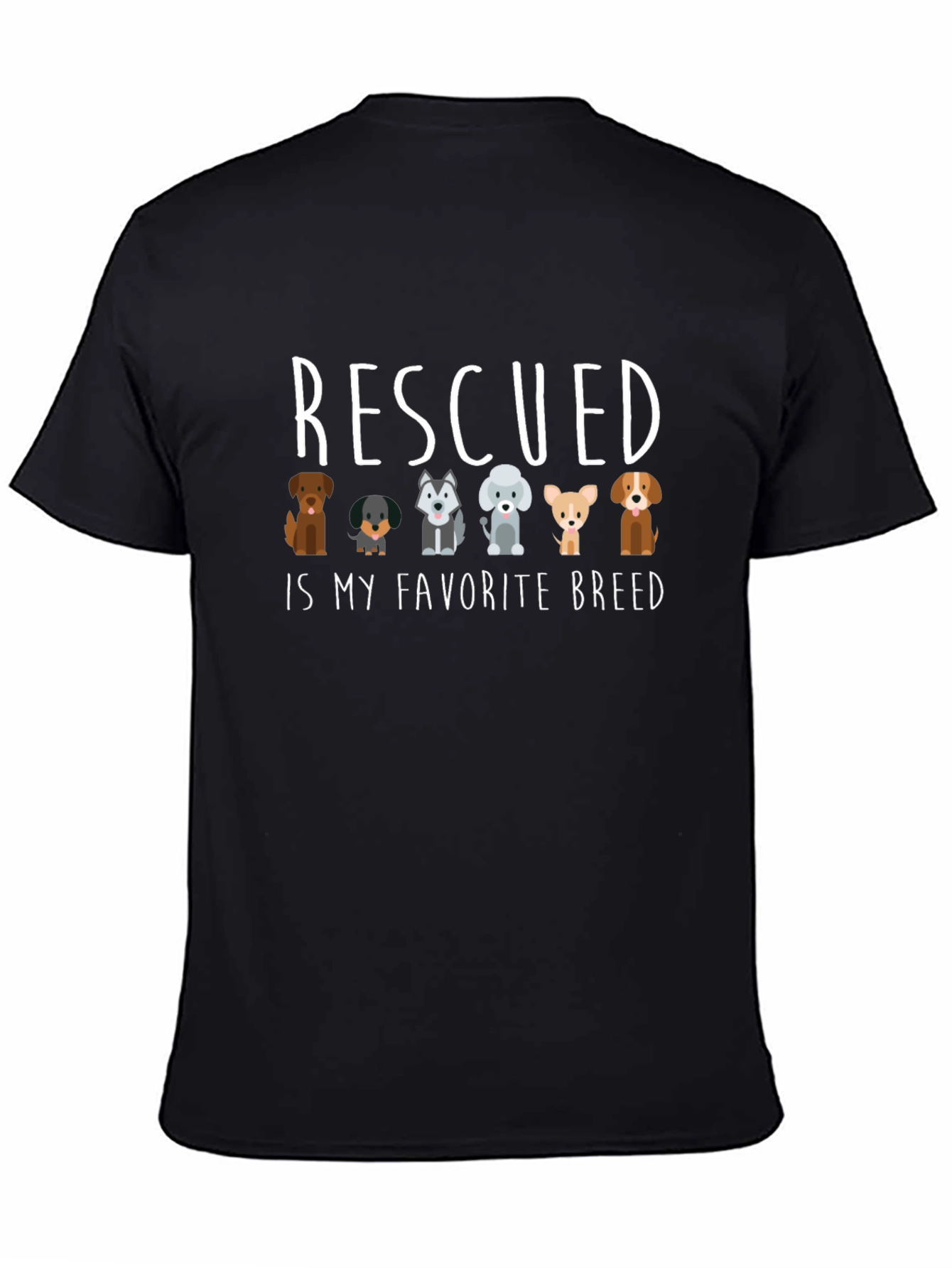 Black Rescued Is My Favorite Breed T-Shirt view 4