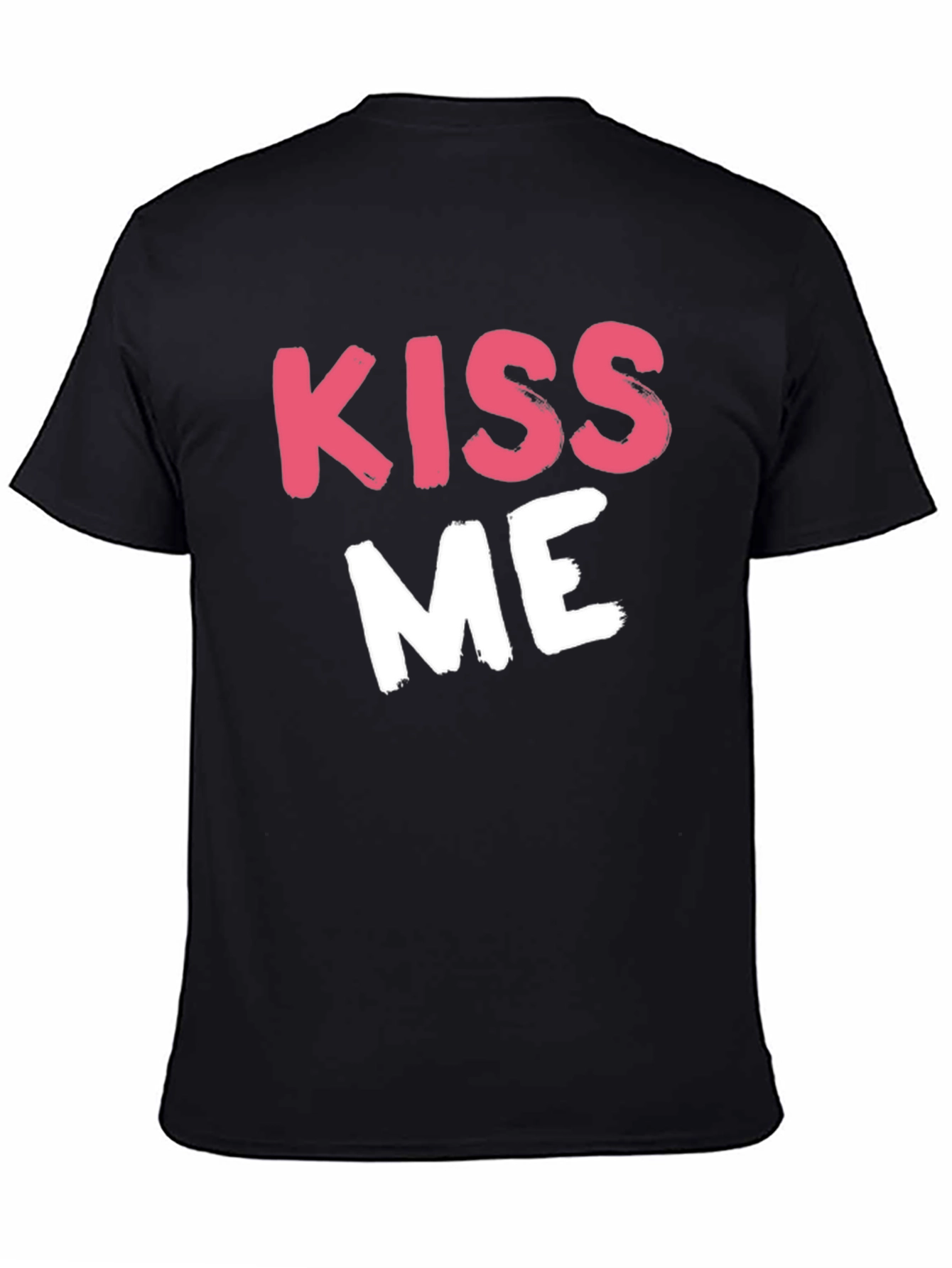 Black Kiss Me Graphic Tee - Black Crew Neck T-Shirt view 4