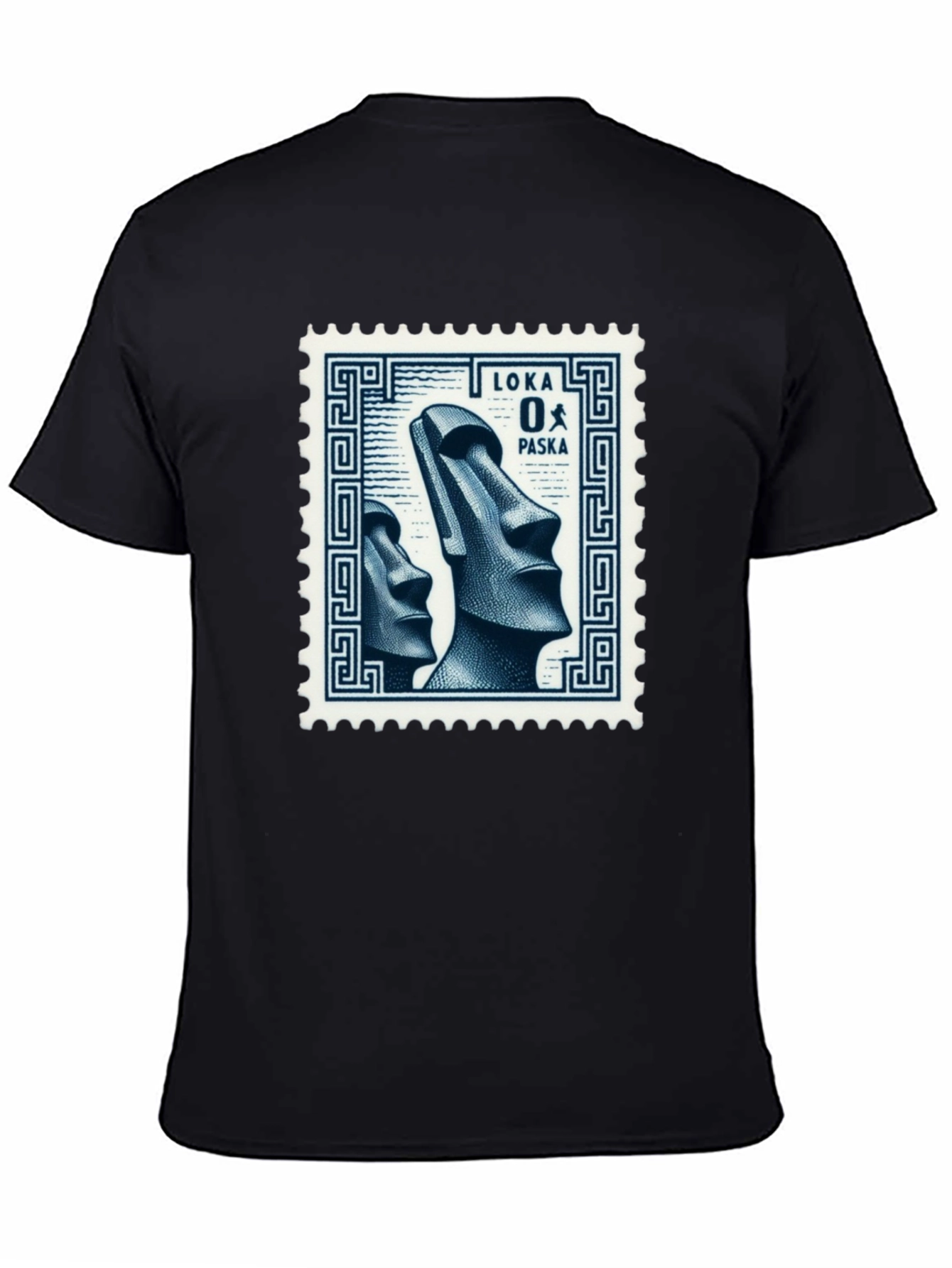 Black Moai Easter Island Stamp Graphic T-Shirt view 4
