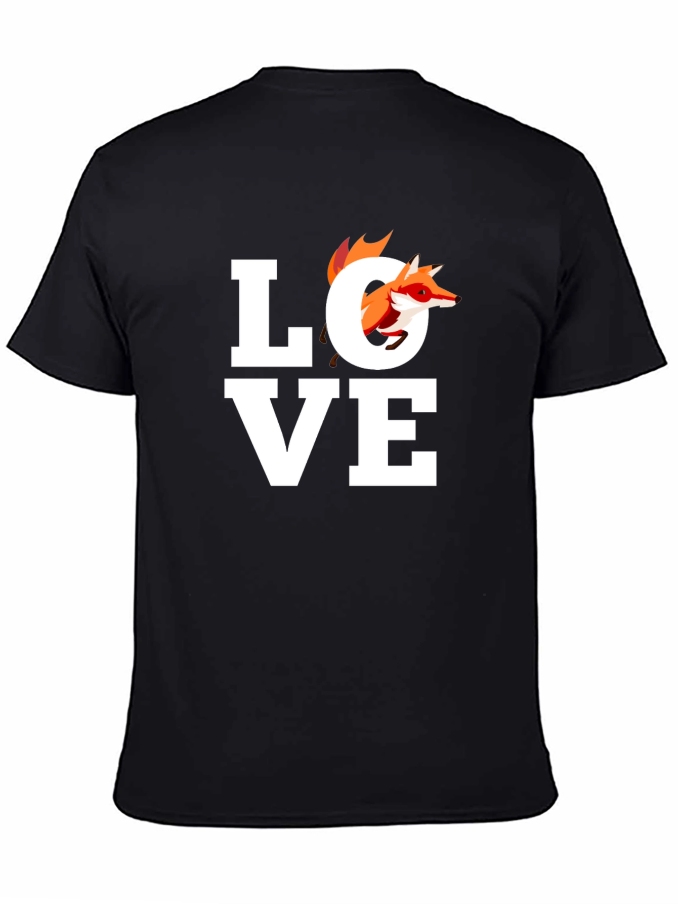 Black Fox Love Graphic Tee - Unisex Black T-Shirt view 4