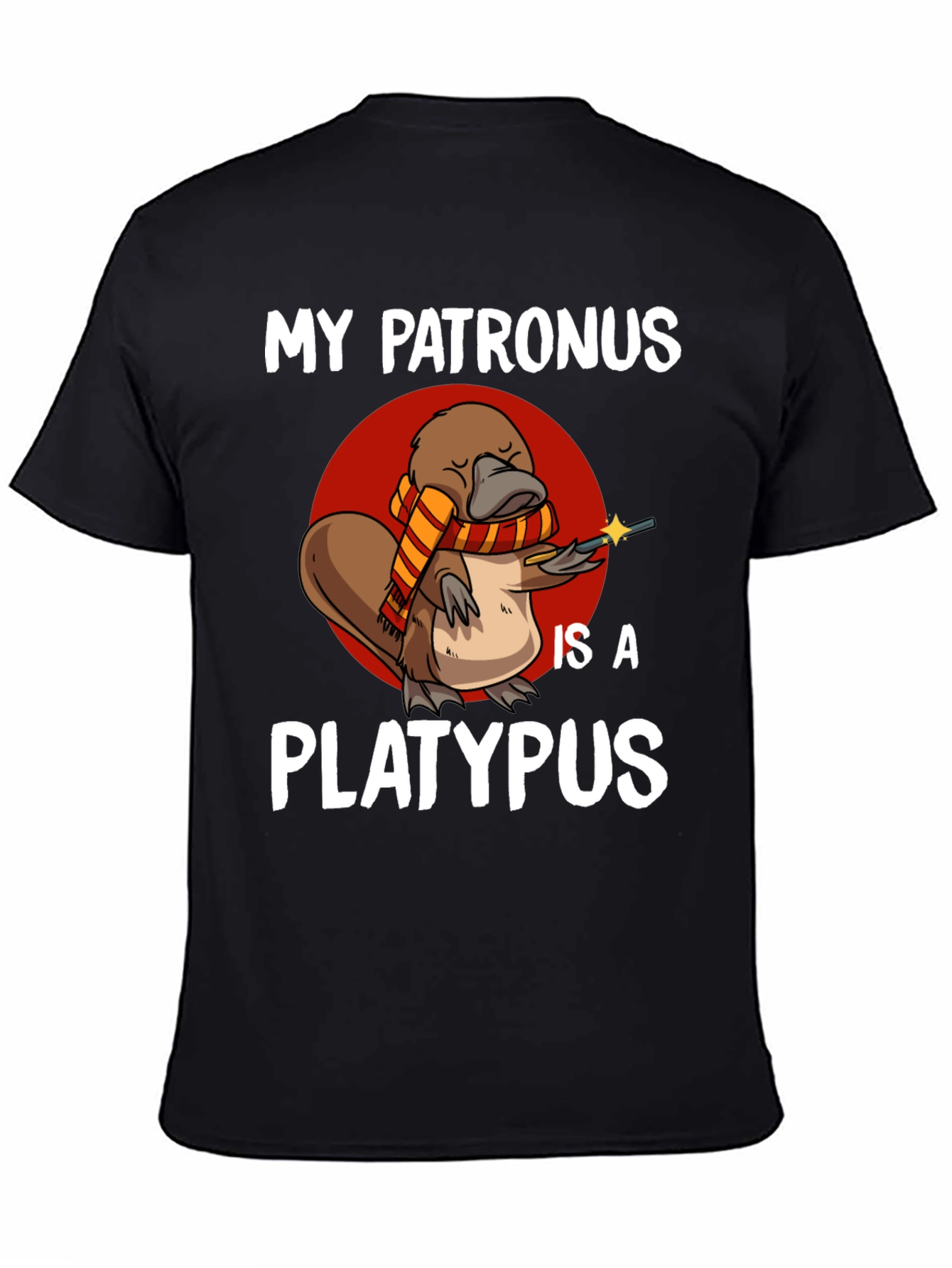 Black My Patronus is a Platypus T-Shirt view 4