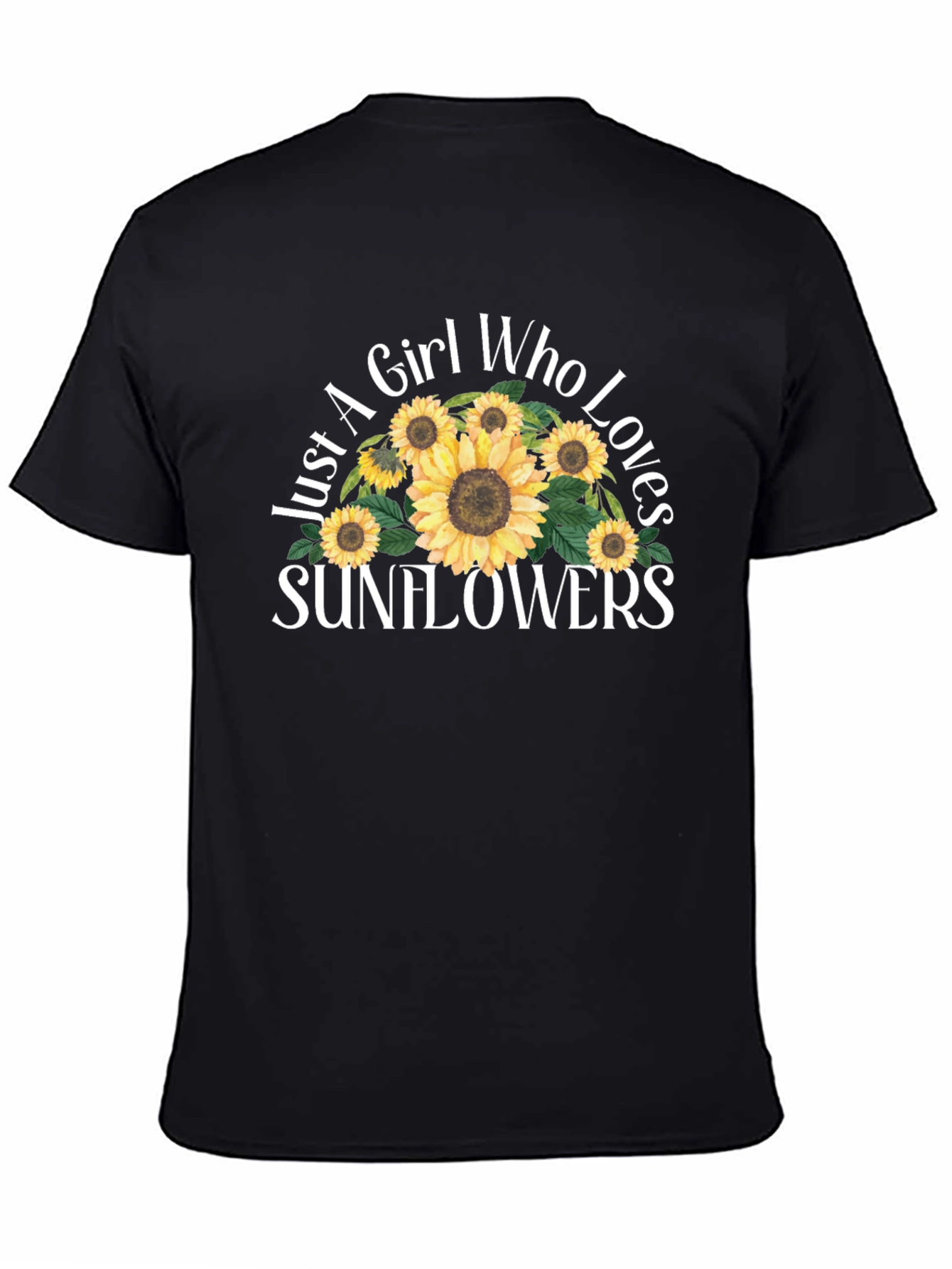Black Sunflower Lover Graphic T-Shirt - Black Cotton Tee view 4