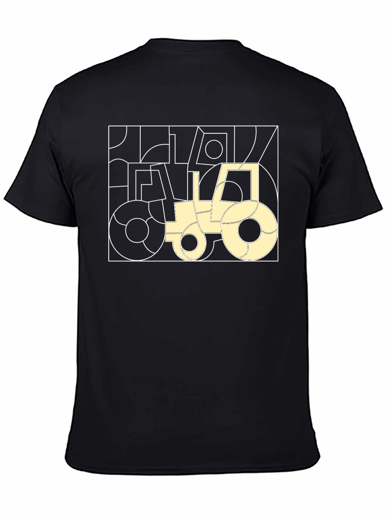 Black Abstract Tractor Graphic Tee - Black Cotton Comfort view 4