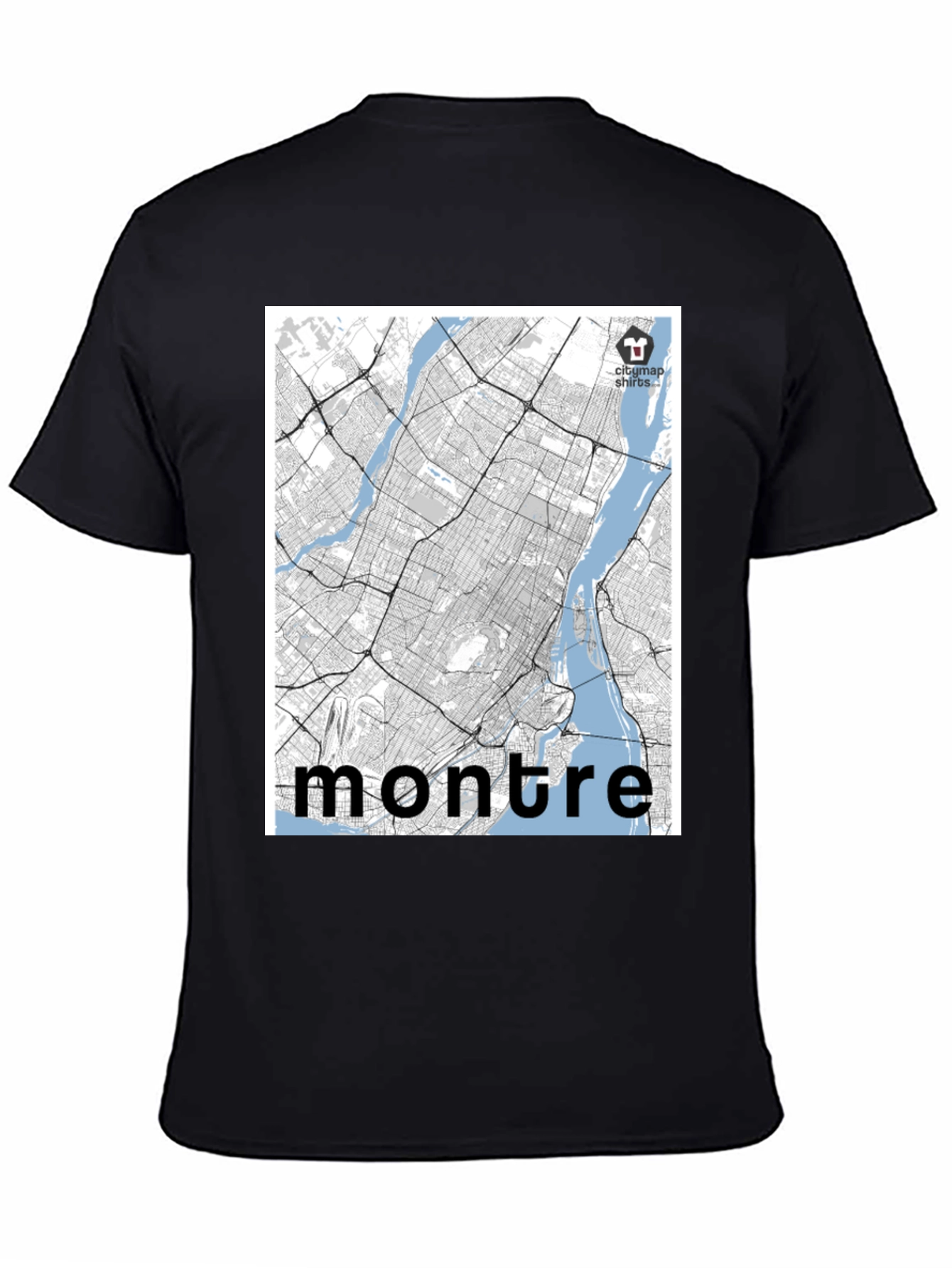 Black Montreal City Map T-Shirt - Black view 4