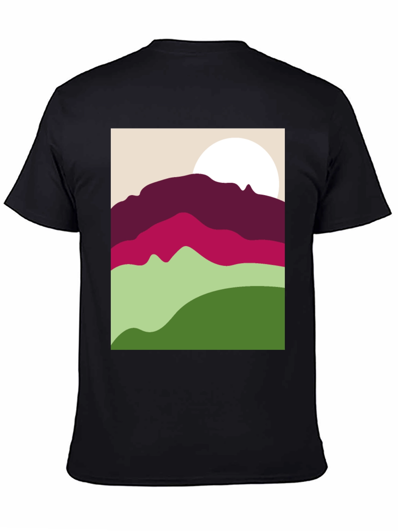 Black Abstract Mountain Scene Graphic Tee - Black view 4