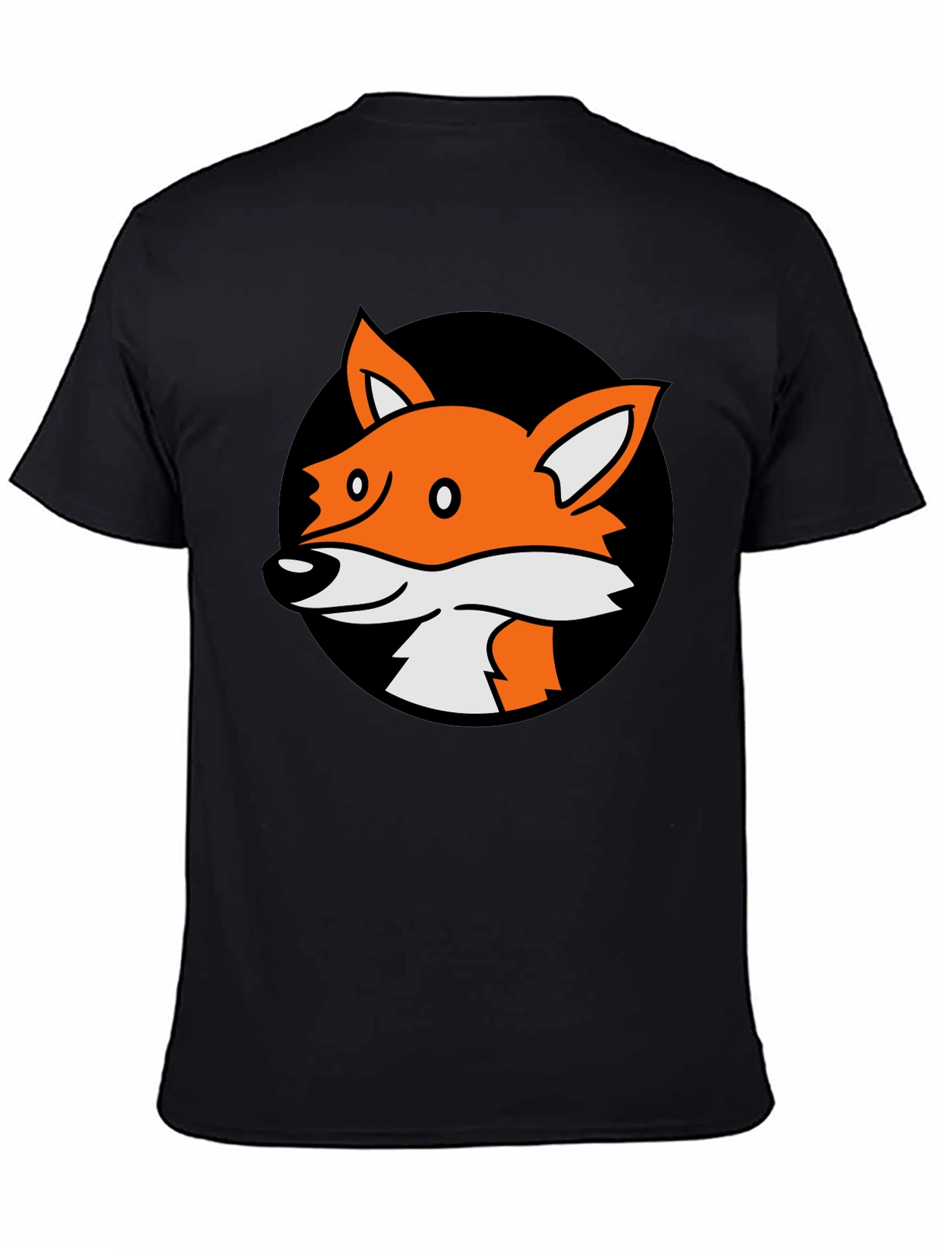 Black Fox Graphic Black T-Shirt - Cartoon Animal Tee view 4