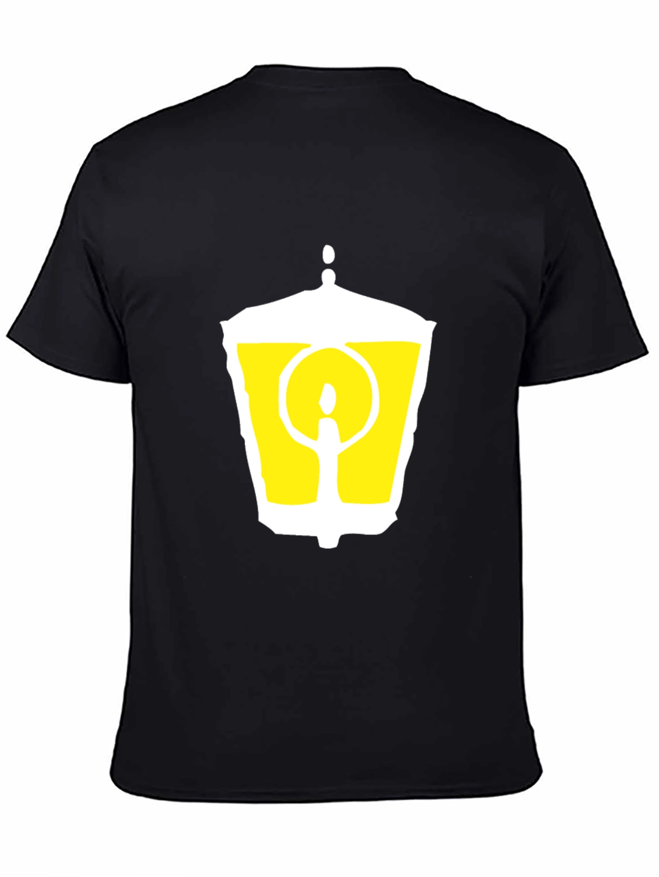 Black Black T-Shirt with Graphic Lantern Design view 4