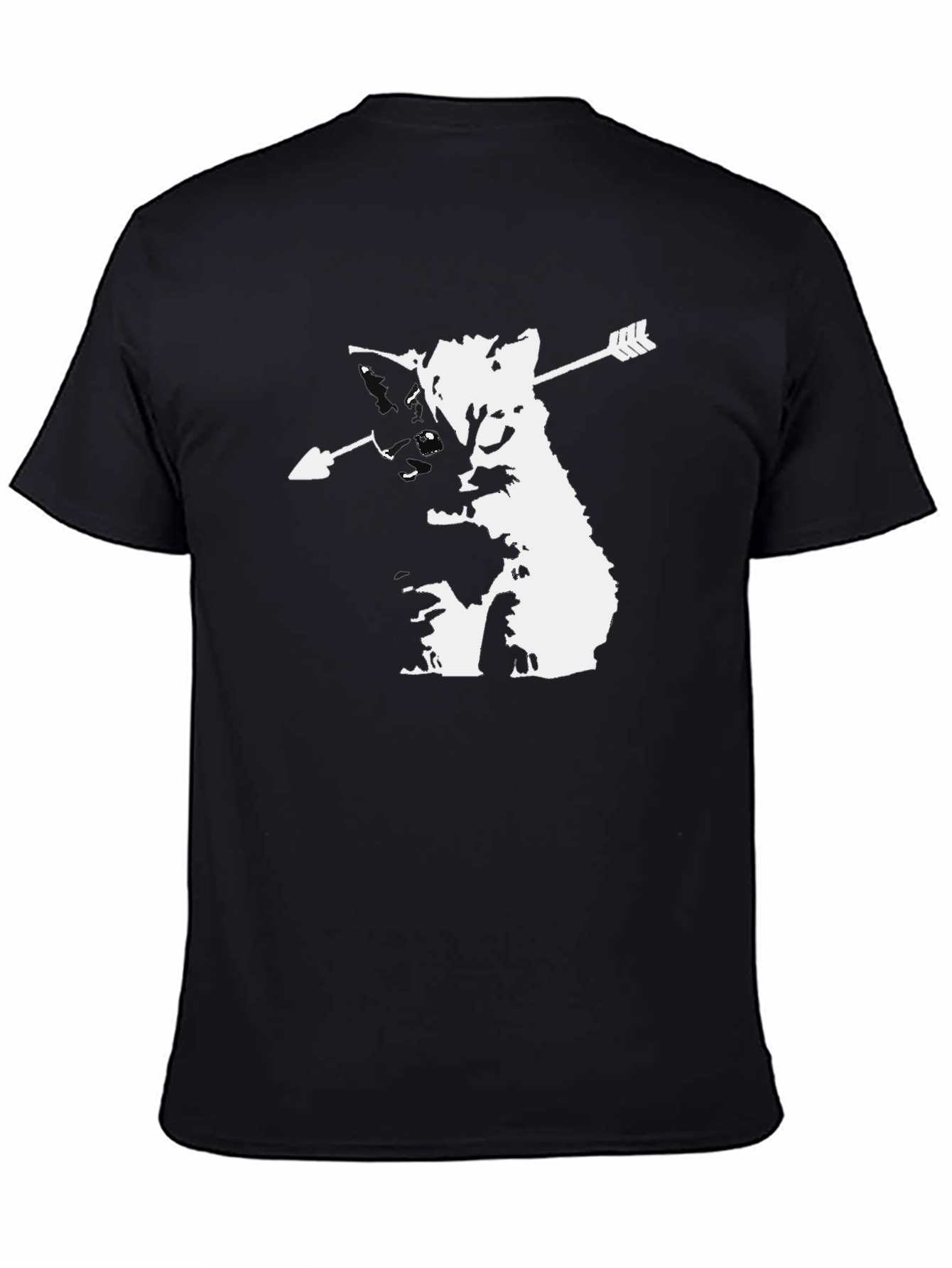 Black Arrow Cat Graphic Tee - Black Cotton T-Shirt view 4