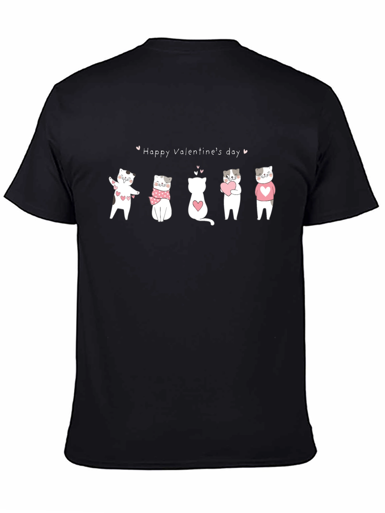 Black Valentine's Day Cat Graphic T-Shirt view 4