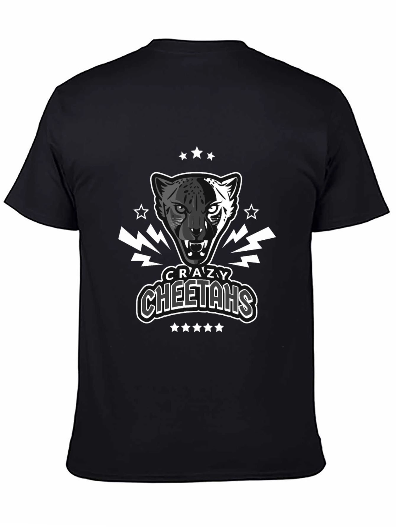 Black Crazy Cheetahs Graphic T-Shirt - Black Cotton Tee view 4