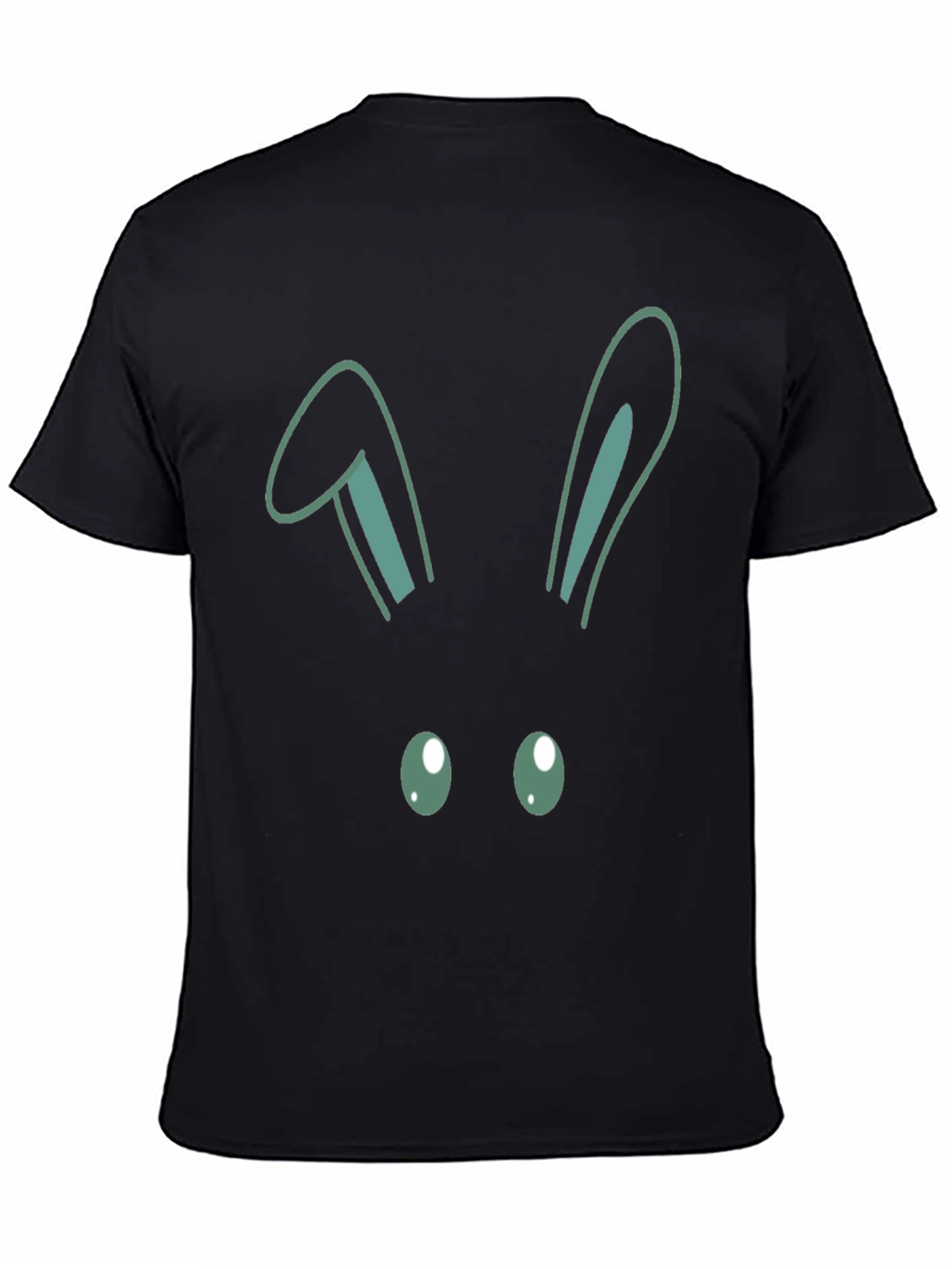 Black Cute Bunny Face Graphic T-Shirt view 4