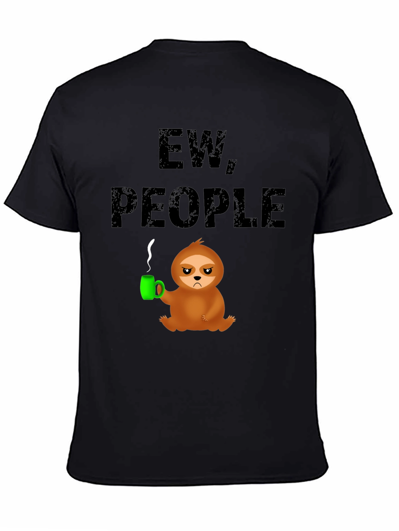 Black Ew People Sloth Graphic Tee - Novelty T-Shirt view 4