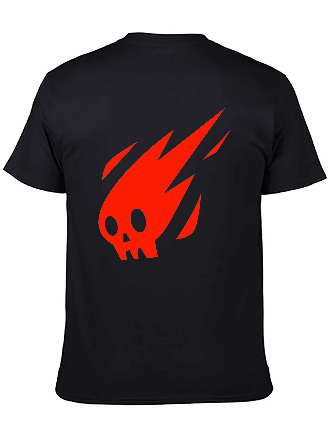 Black Fiery Skull Graphic Tee - Black Cotton Casual Shirt view 4
