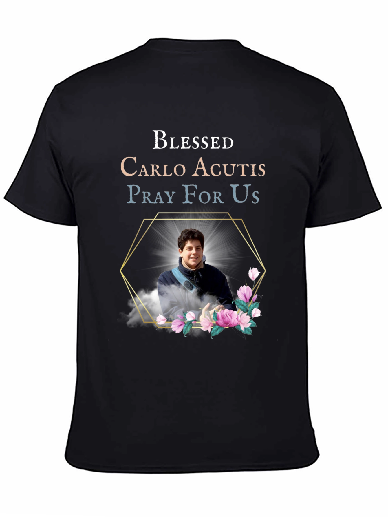 Black Blessed Carlo Acutis Pray For Us Black T-Shirt view 4