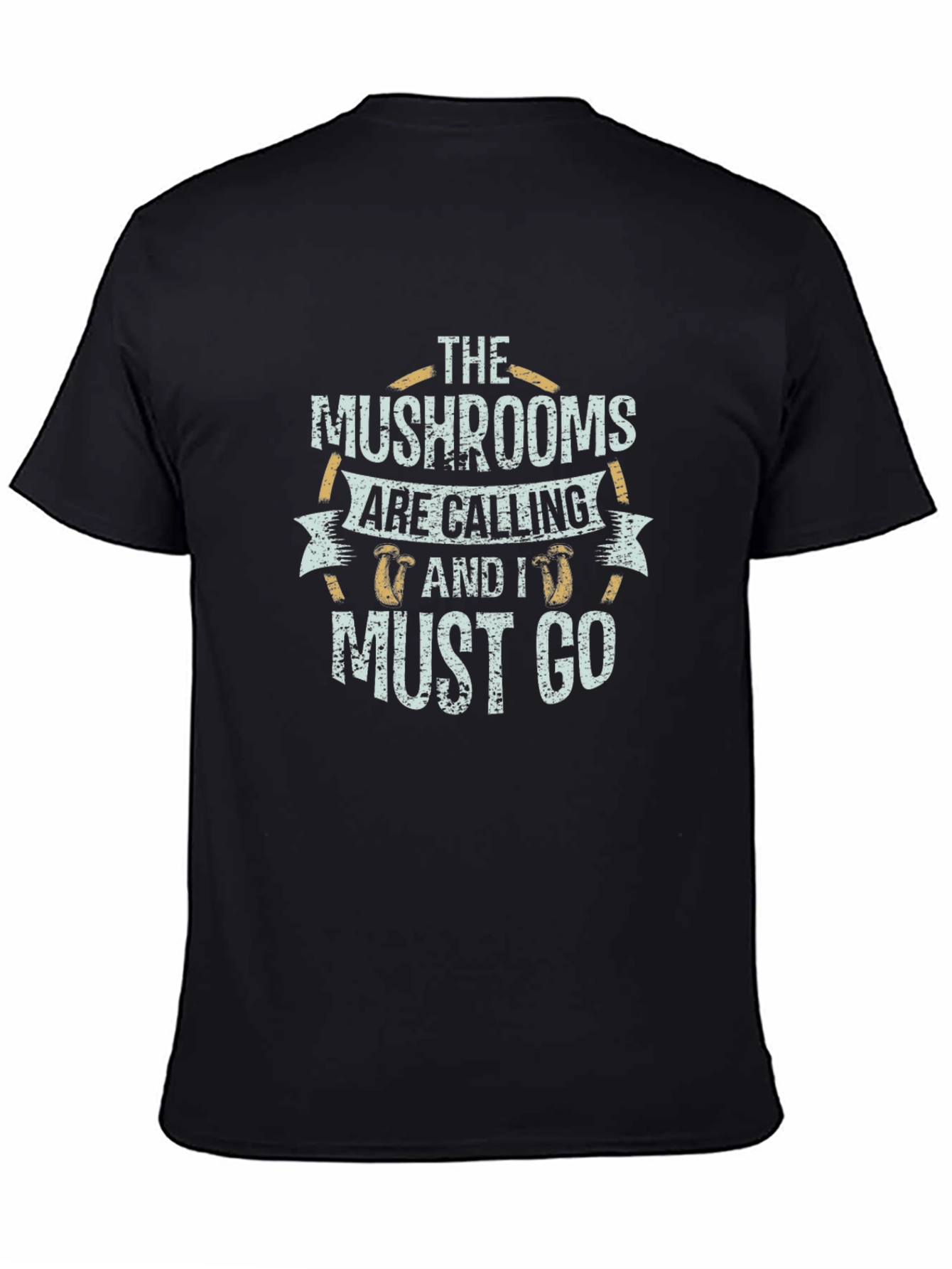 Black Mushroom Calling Tee: Nature Lover's Shirt view 4