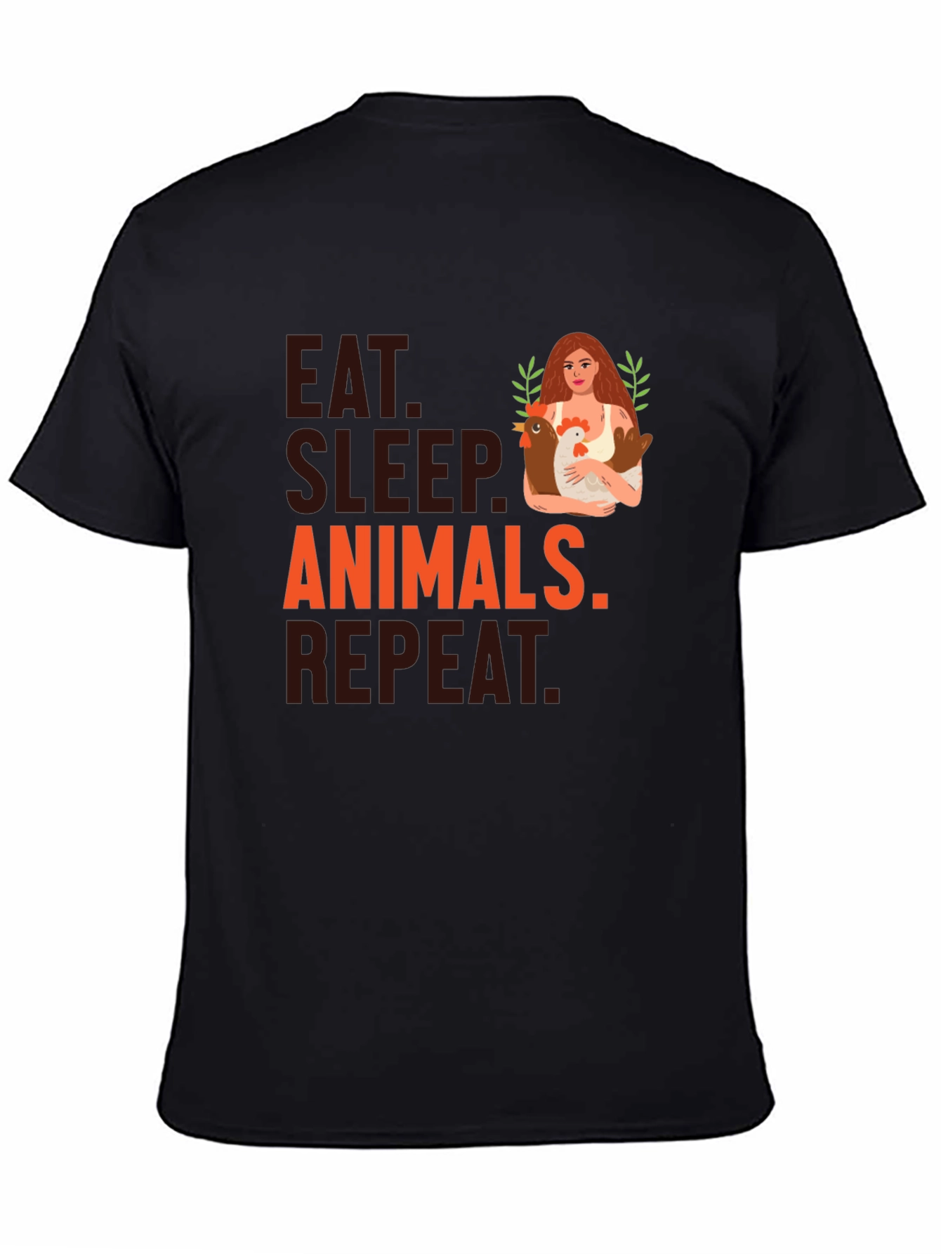 Black Eat Sleep Animals Repeat T-Shirt view 4