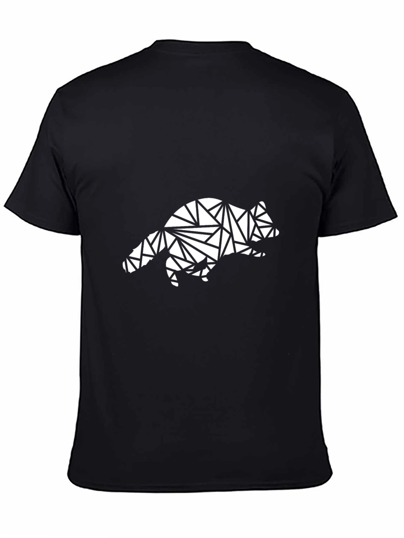 Black Geometric Raccoon Tee - Abstract Animal Design Shirt view 4
