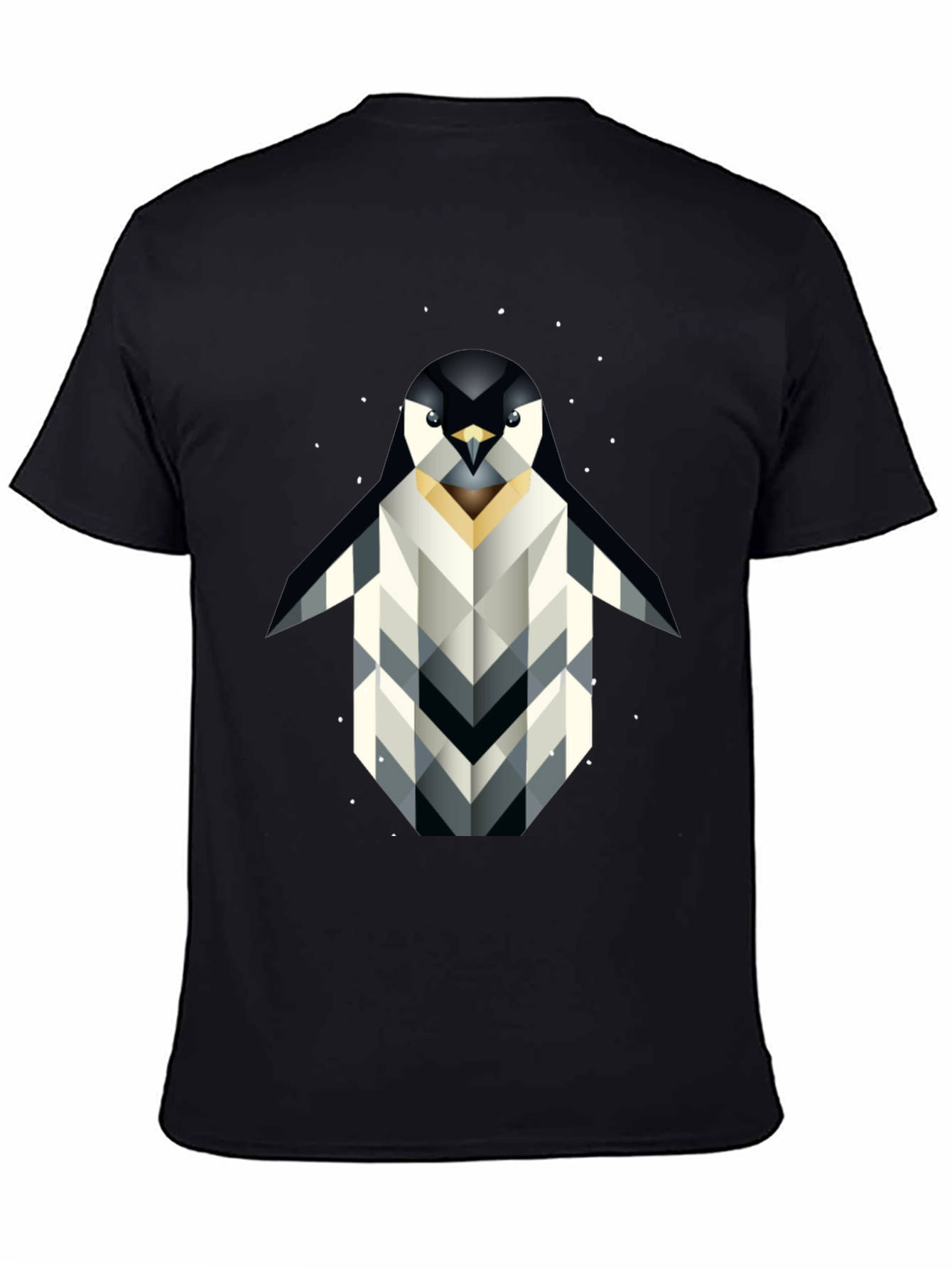 Black Geometric Penguin Graphic T-Shirt - Black view 4