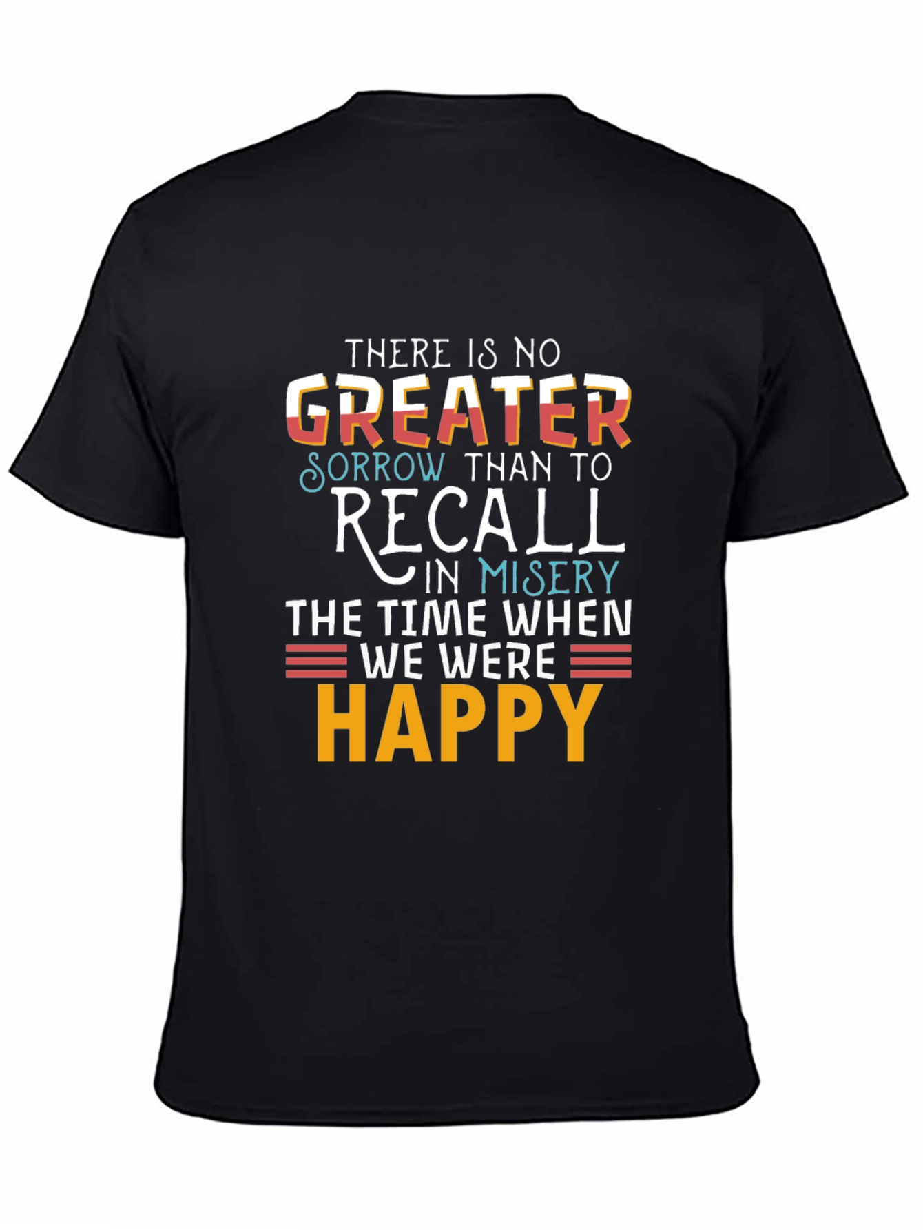 Black Motivational T-Shirt: Recall Happy Times view 4