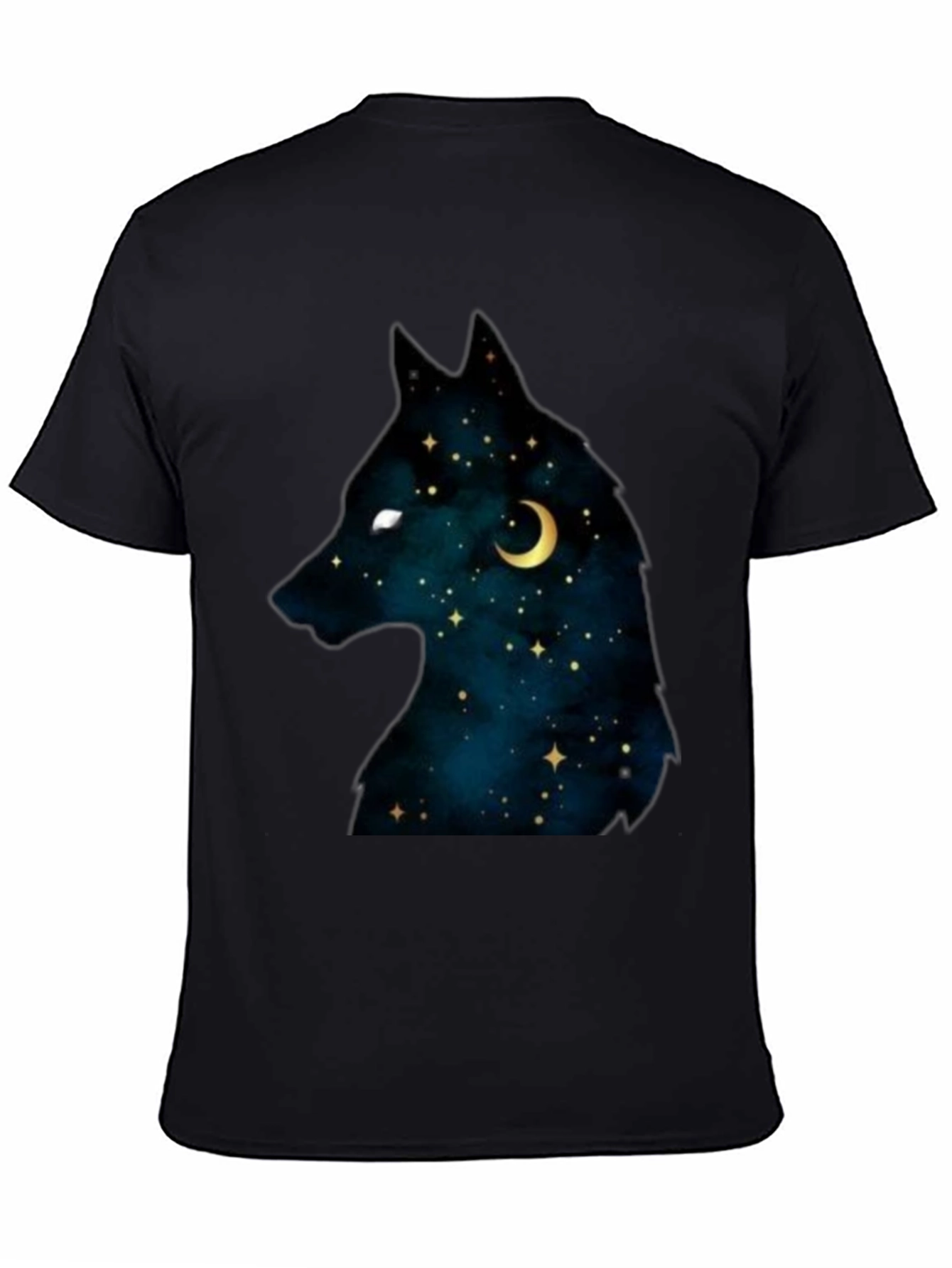 Black Celestial Wolf Graphic Tee - Black view 4