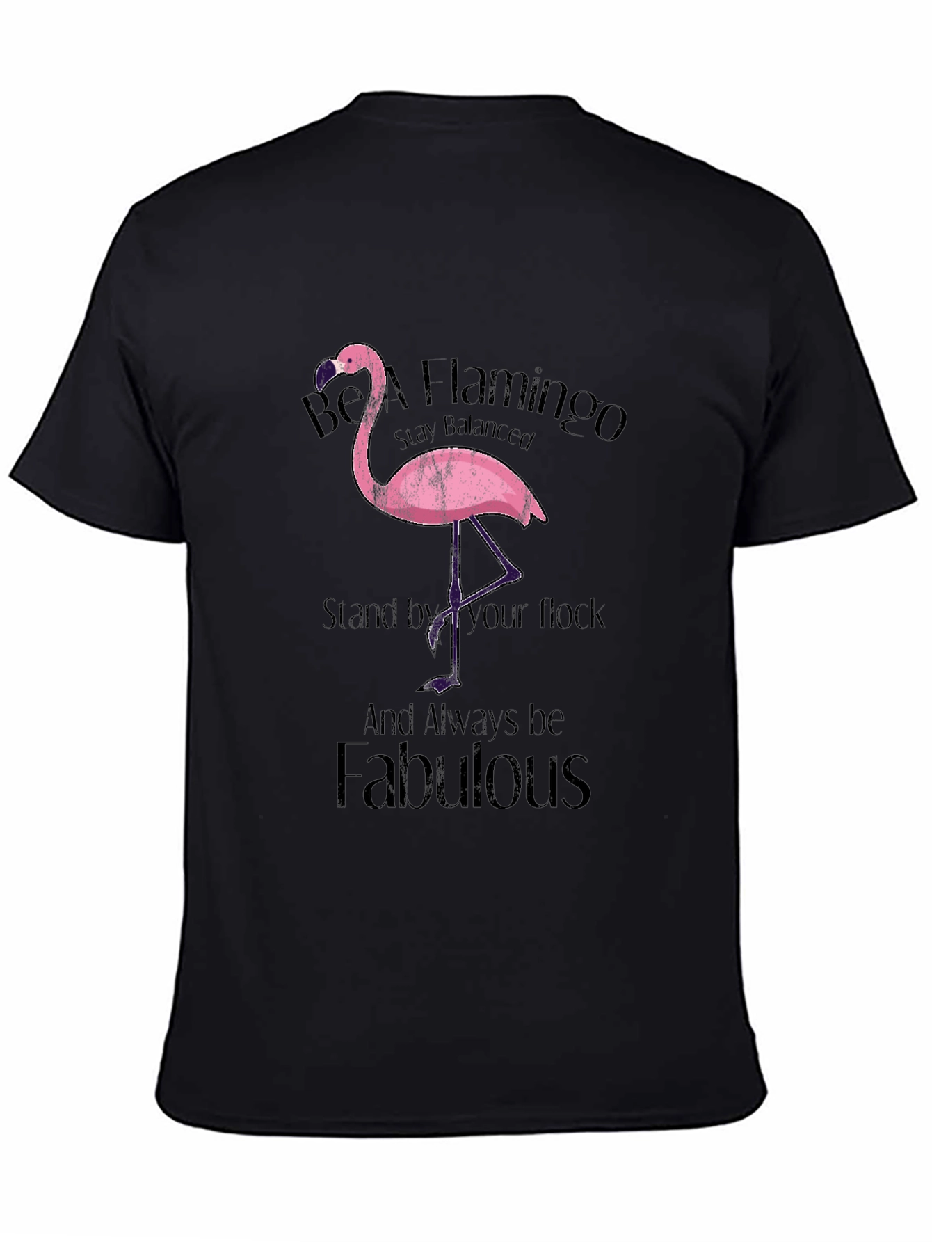 Black Be a Flamingo Black T-Shirt view 4